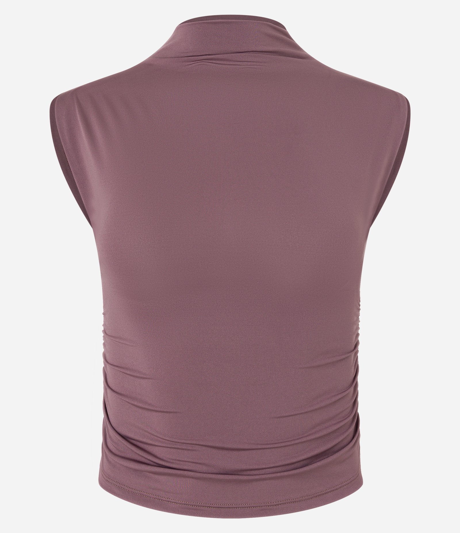 Blusa em Microfibra sem Manga com Golinha Alta Marrom 4