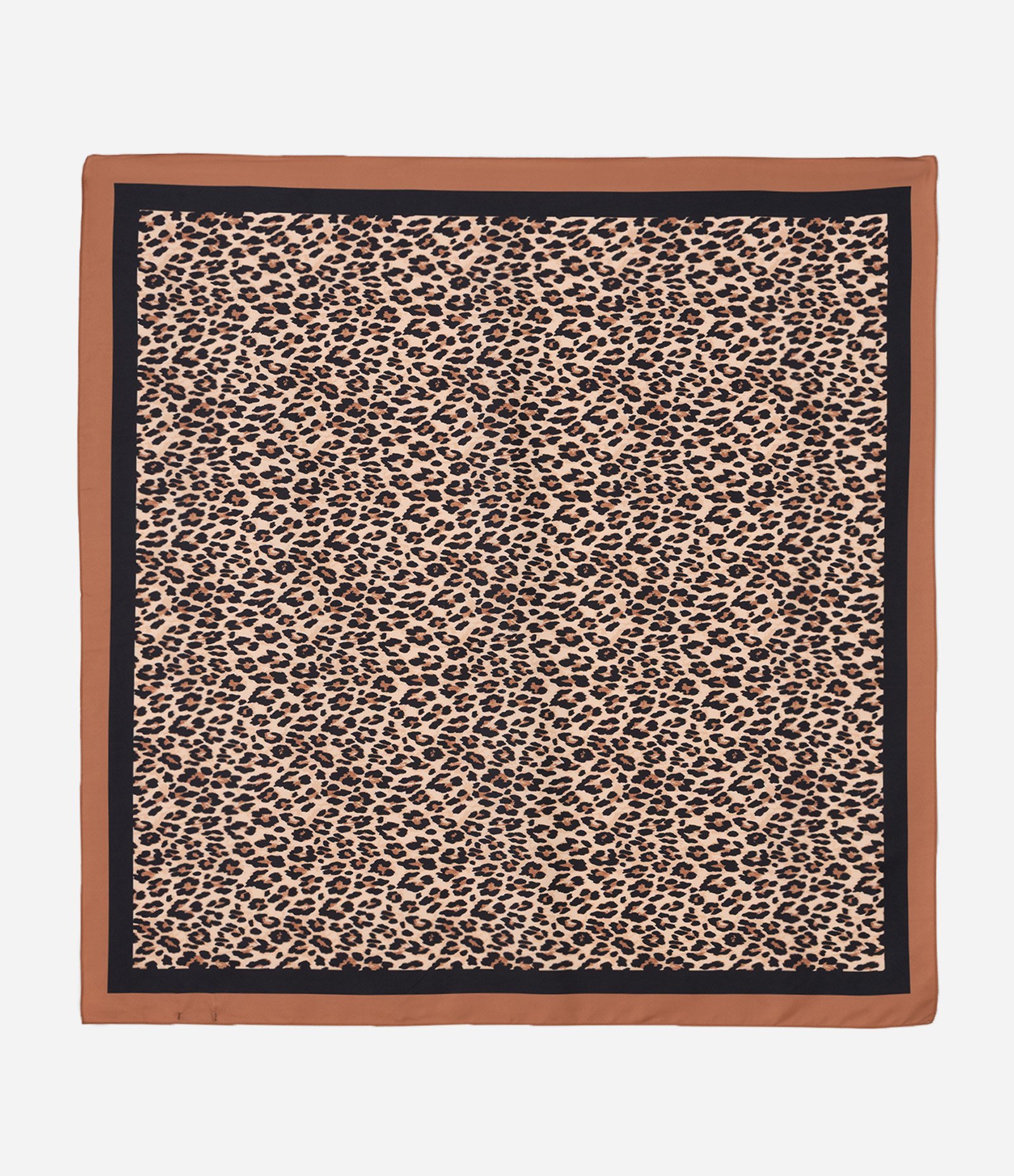 Lenço Quadrado em Cetim com Estampa Animal Print Onça Marrom 2