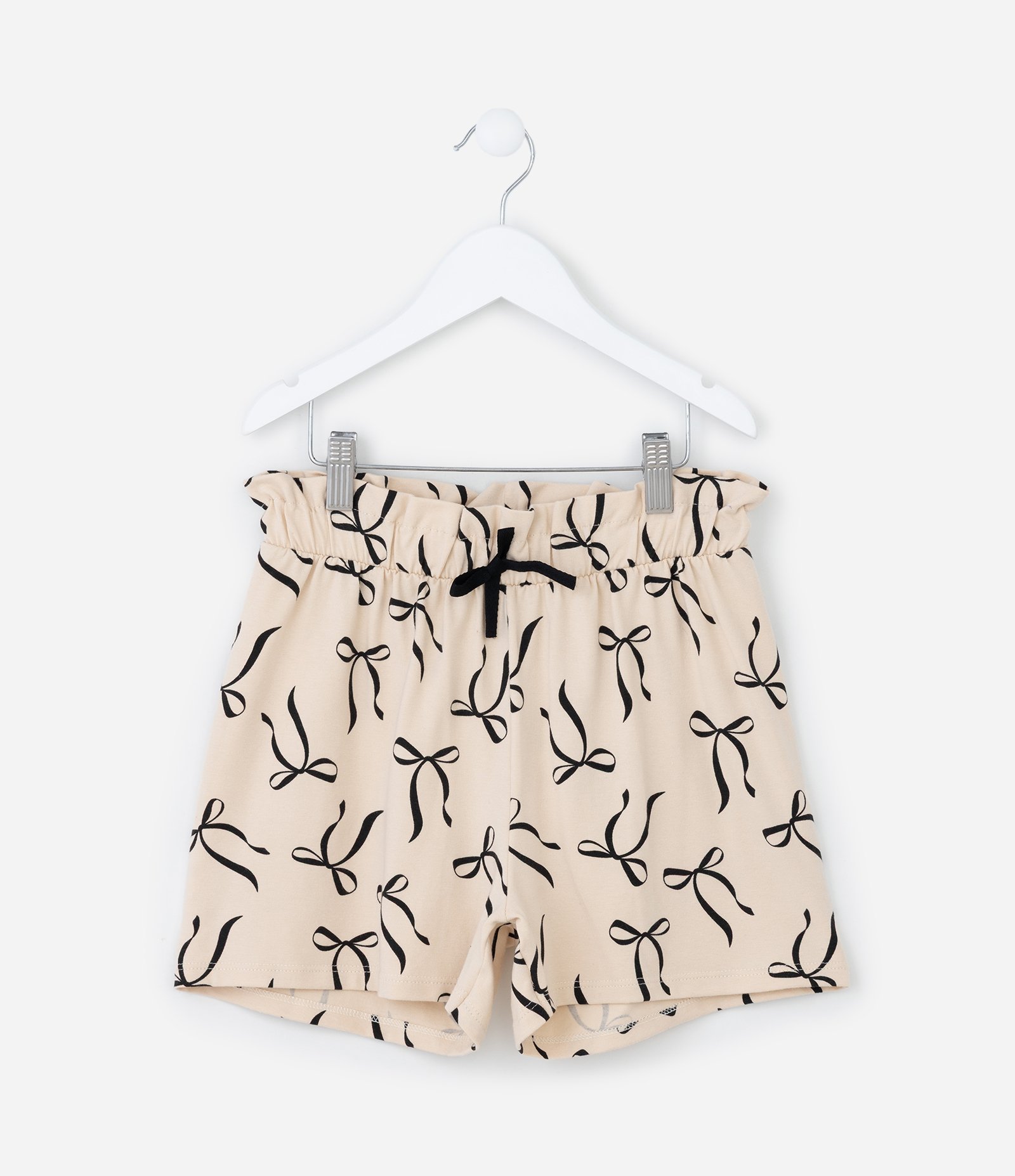 Short Clochard Infantil com Estampa Lacinho - Tam 5 a 14 Anos Bege 1