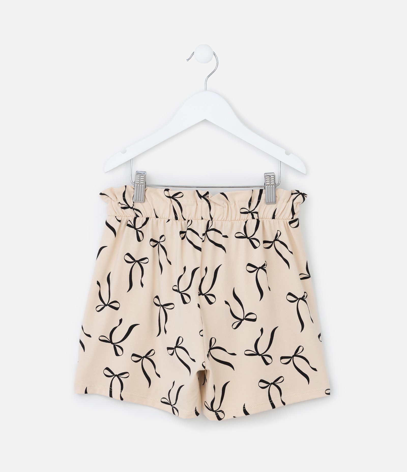 Short Clochard Infantil com Estampa Lacinho - Tam 5 a 14 Anos Bege 2