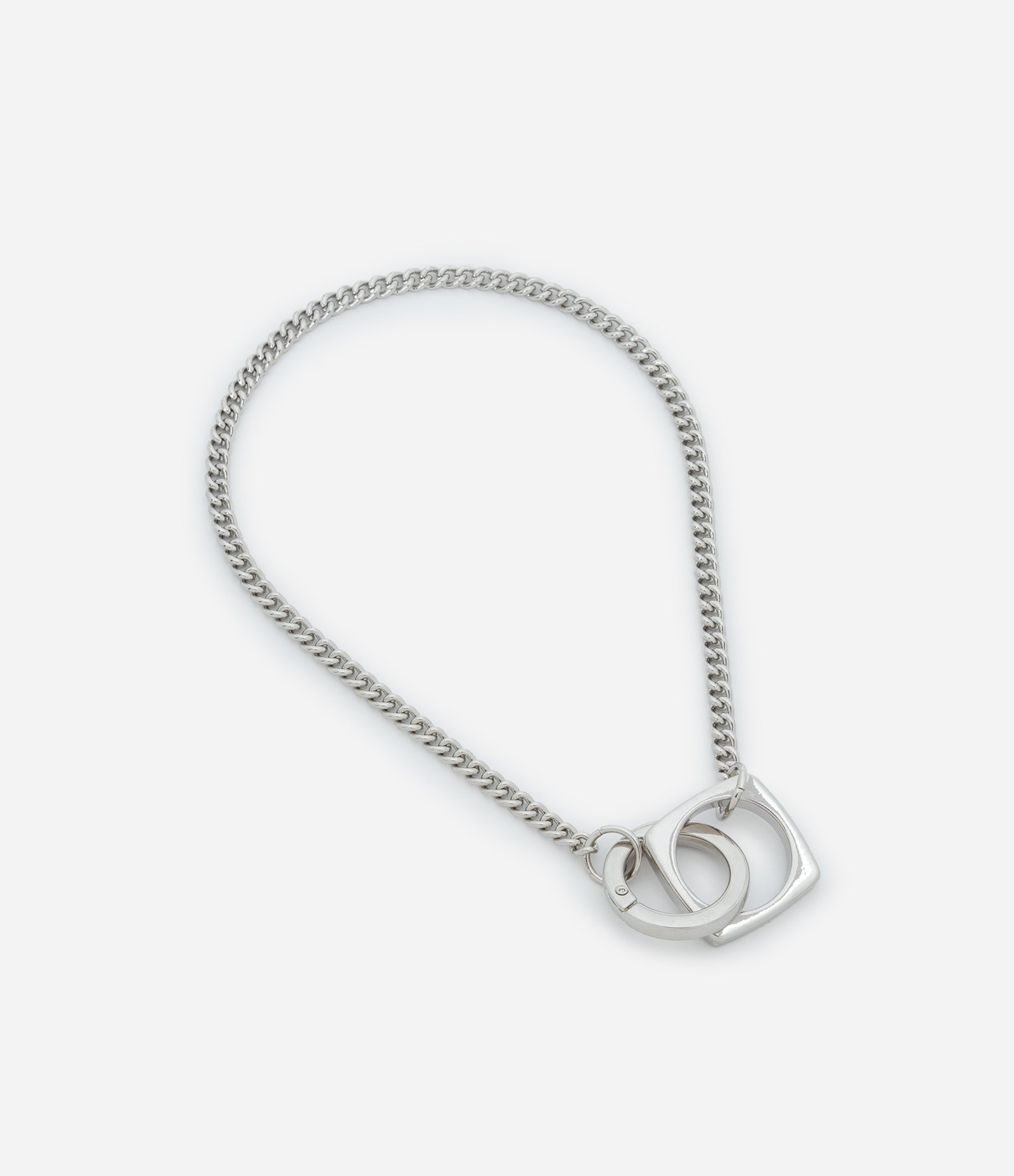 Colar Curto em Metal com Correntaria e Pingentes Geométricos Prata 3