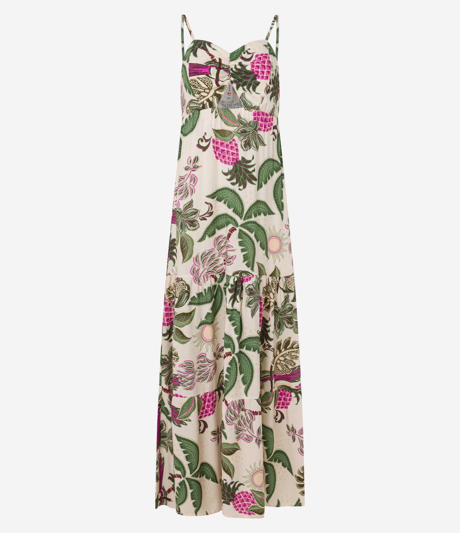 Vestido Godê Longo em Viscolinho com Estampa Abacaxi Off White 6