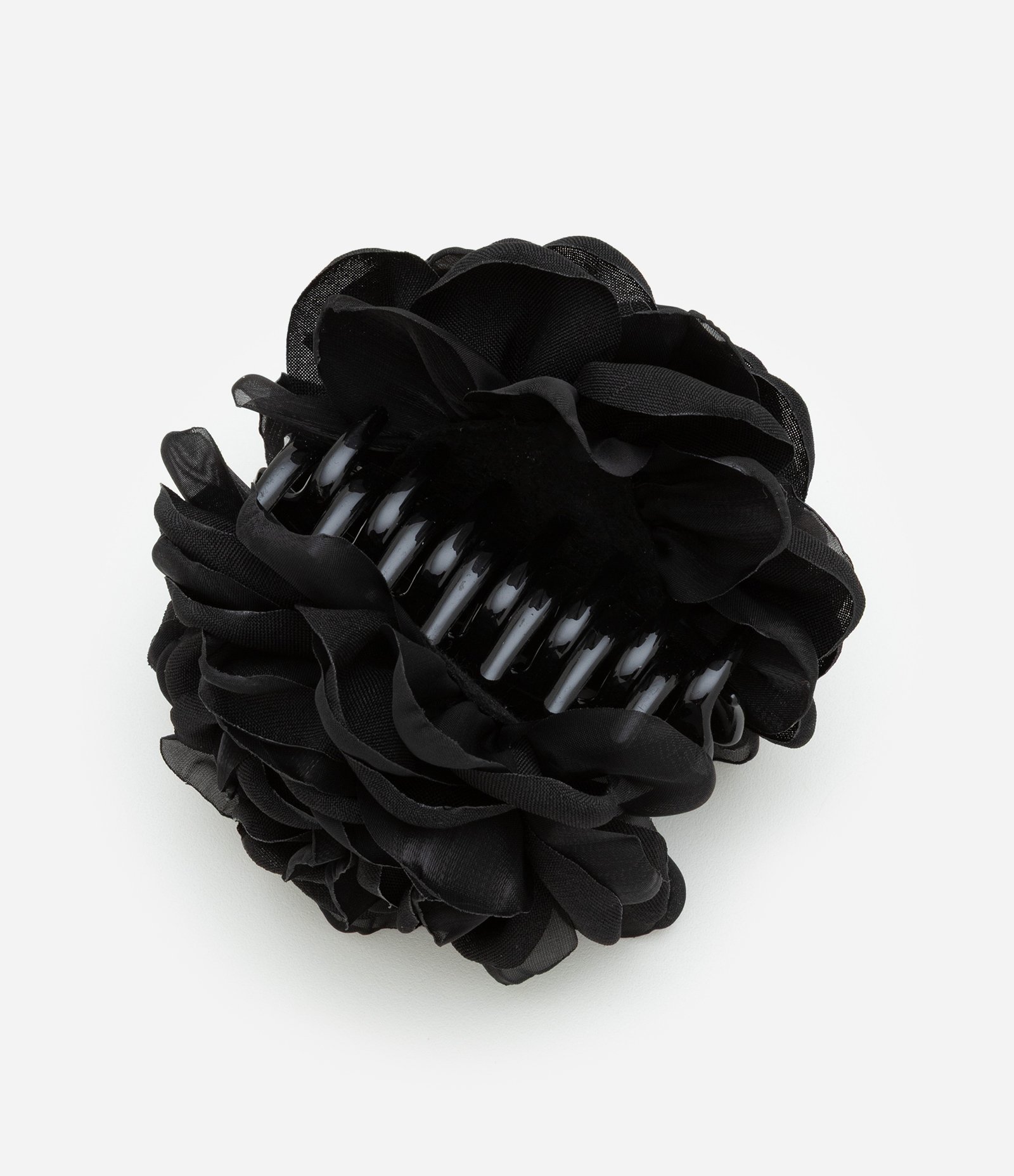 Piranha De Cabelo com Forma de Rosa em Tecido Preto 1