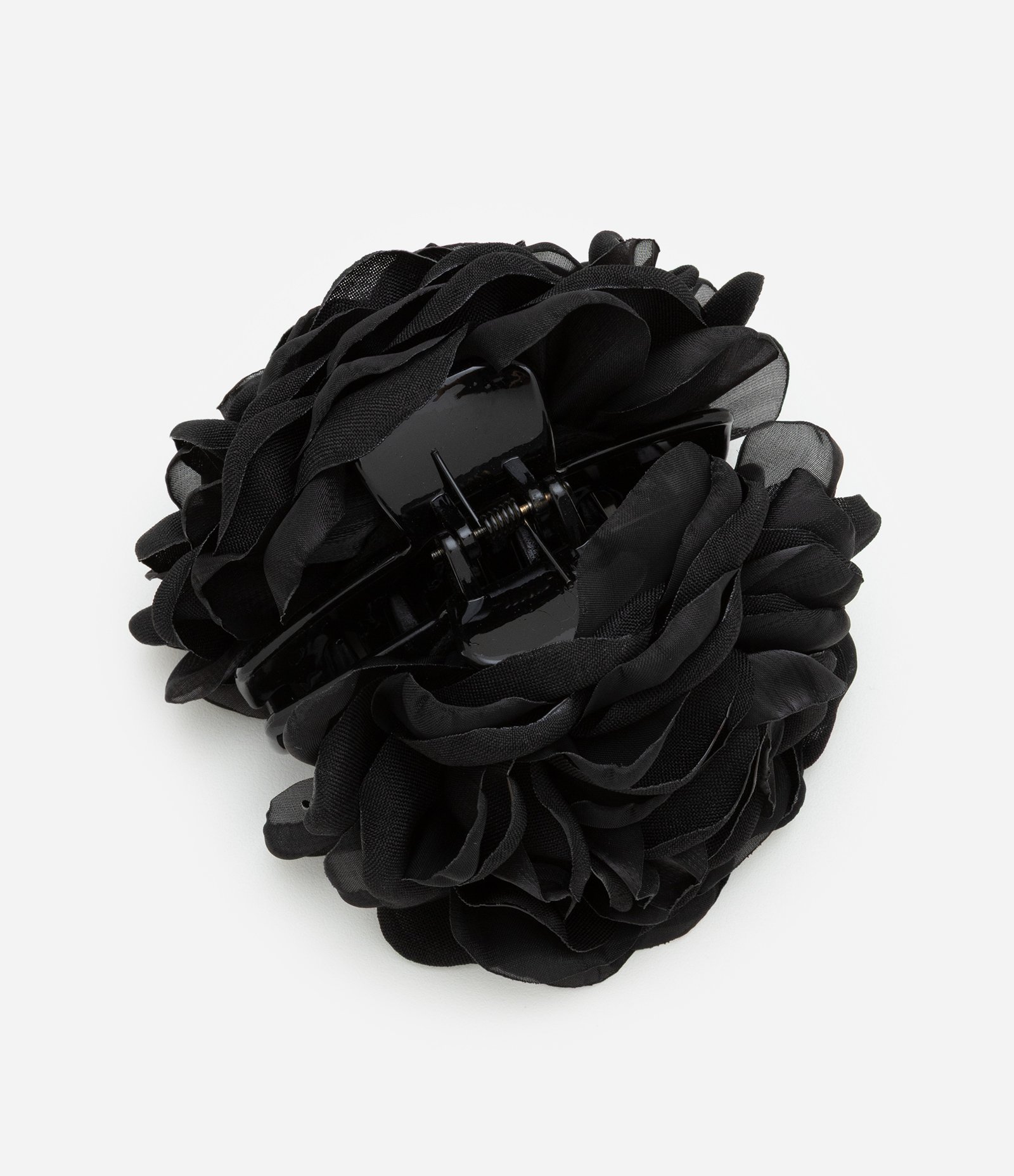 Piranha De Cabelo com Forma de Rosa em Tecido Preto 2