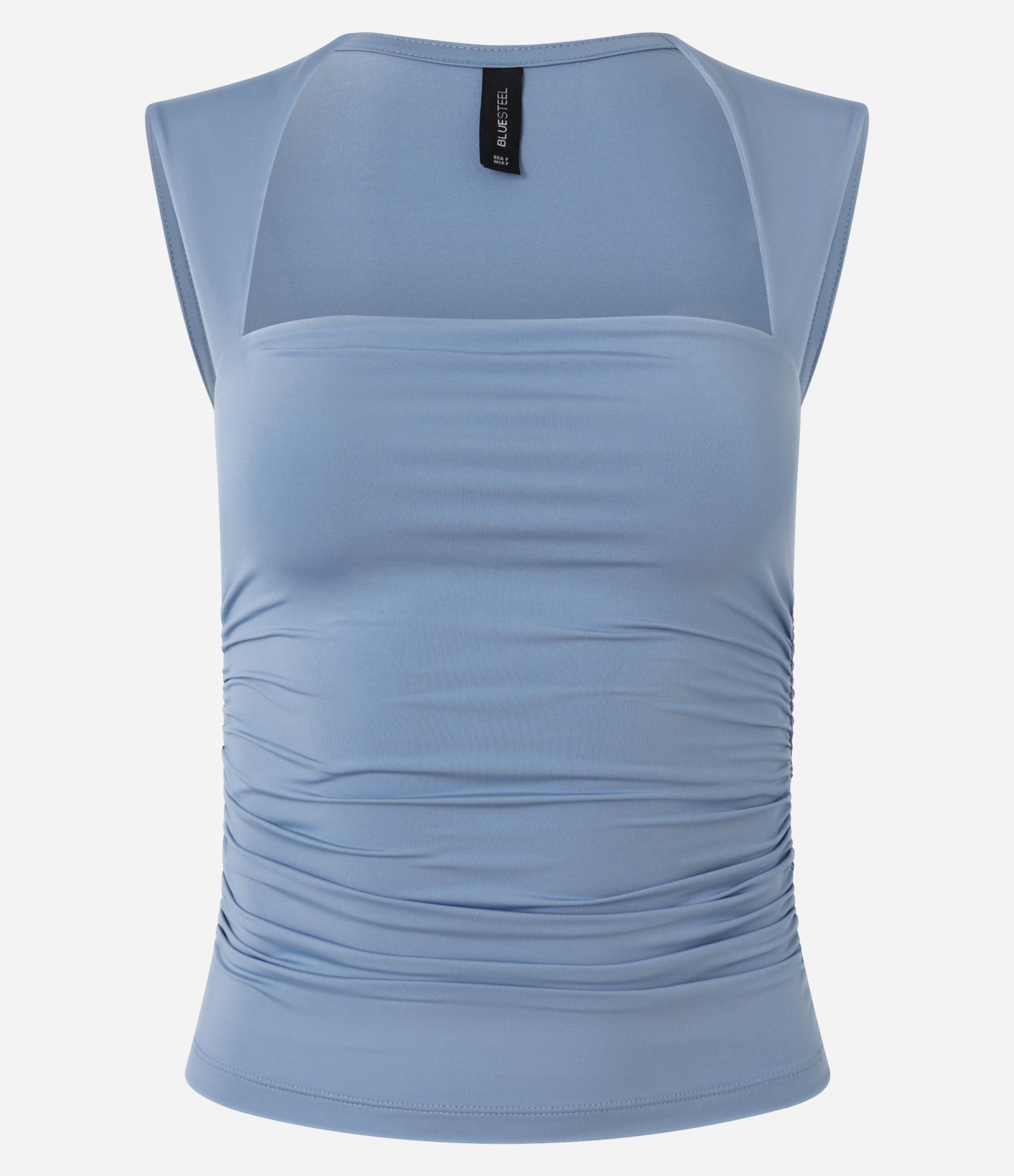 Blusa em Microfibra com Franzido Lateral Azul 4