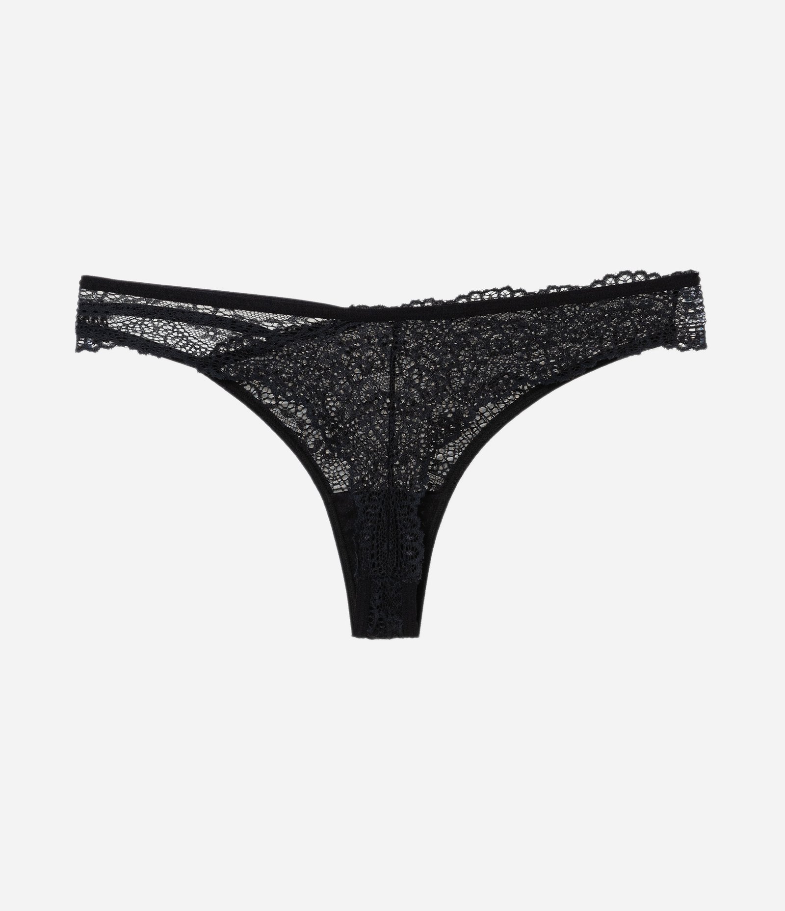 Calcinha Biquíni Fio em Renda Floral Com Detalhe Cut Out Preto 6