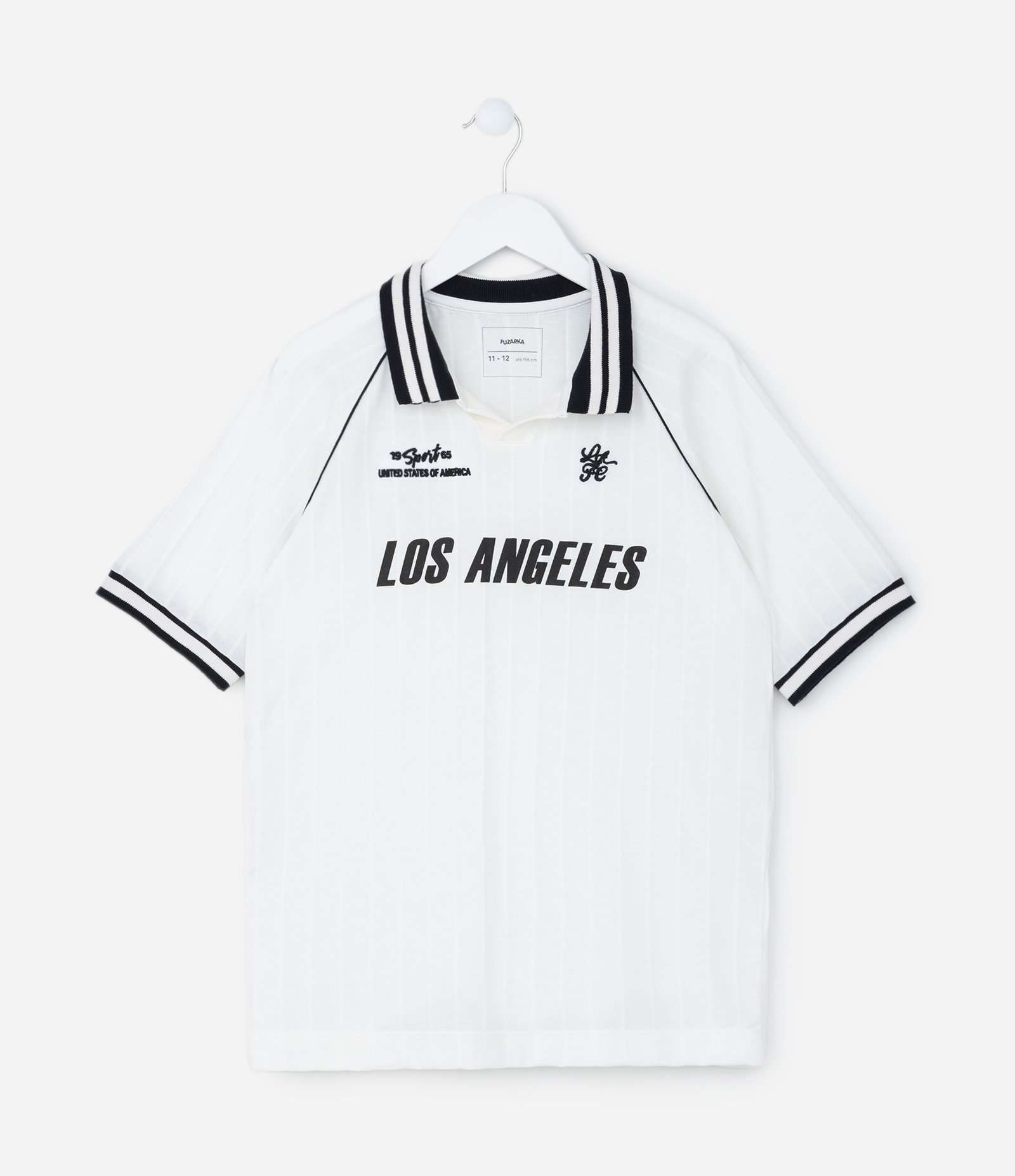 Camiseta Infantil com Gola Polo e Estampa de Time Los Angeles - Tam 5 a 14 ANOS Branco 1