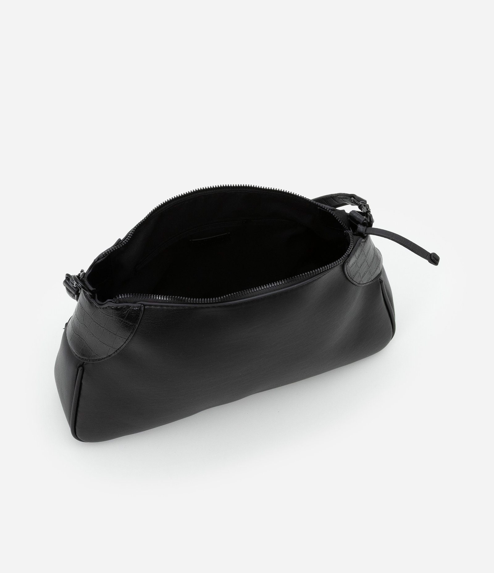 Bolsa Shoulder Média com Detalhes Croco Preto 6