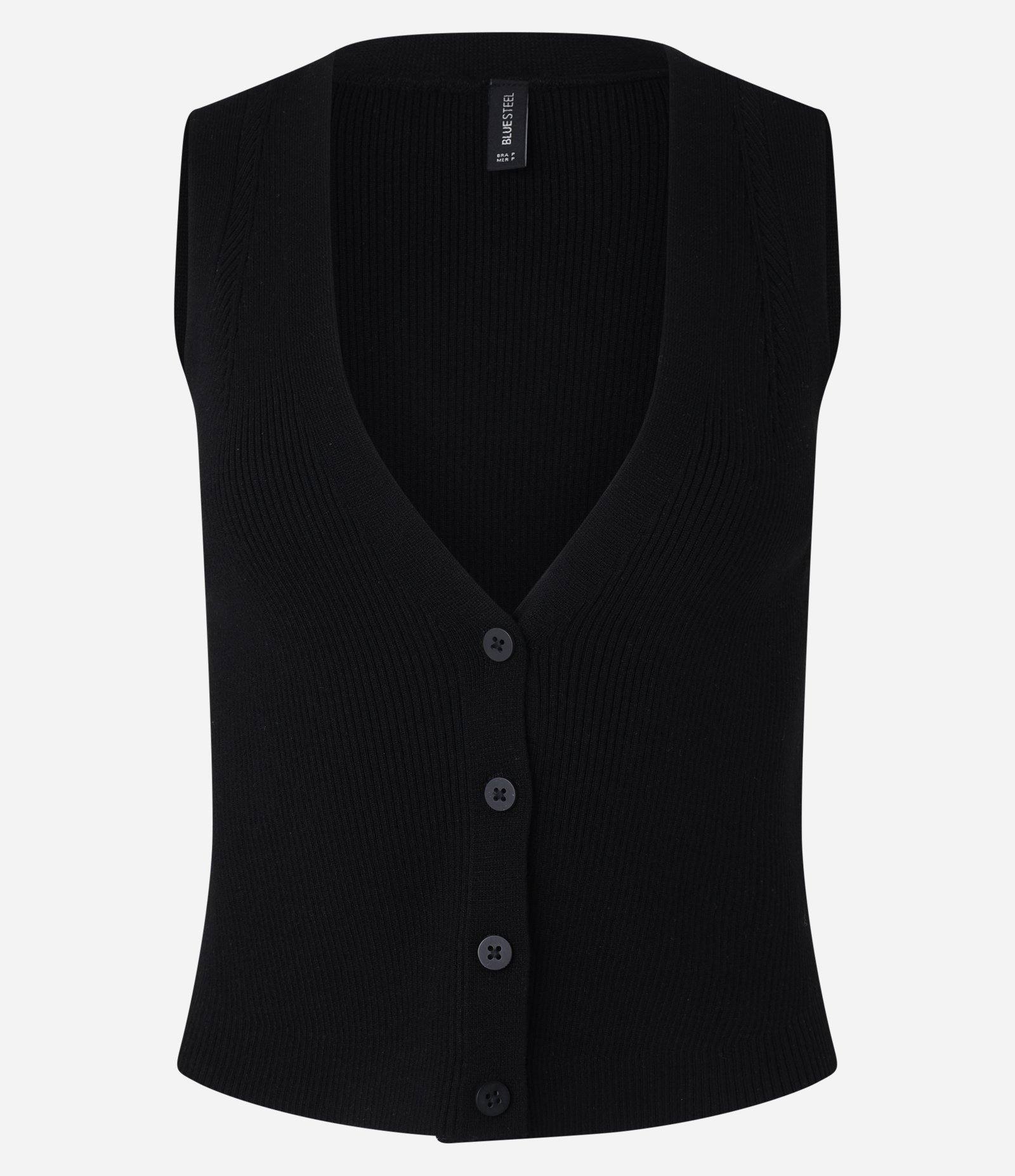 Blusa Colete em Tricô com Botões Preto 4