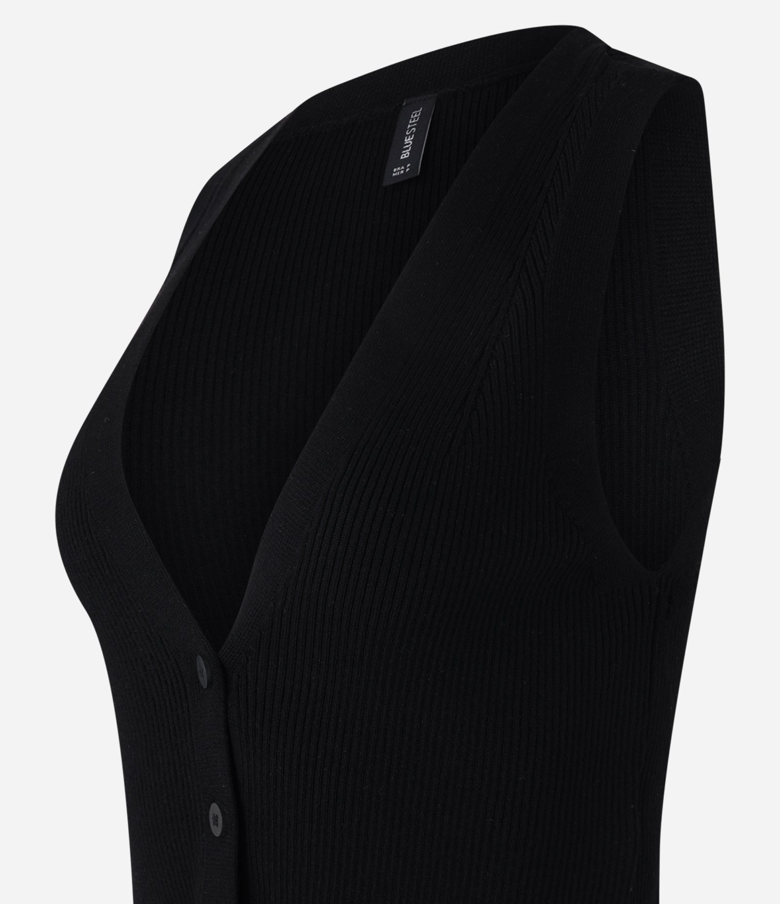 Blusa Colete em Tricô com Botões Preto 5