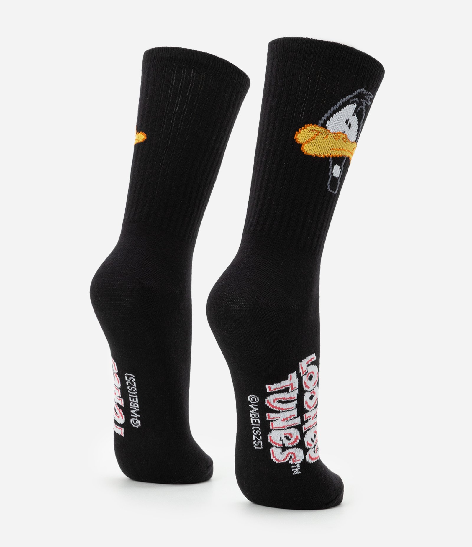 Meia Cano Alto em Algodão com Estampa Patolino Preto 3