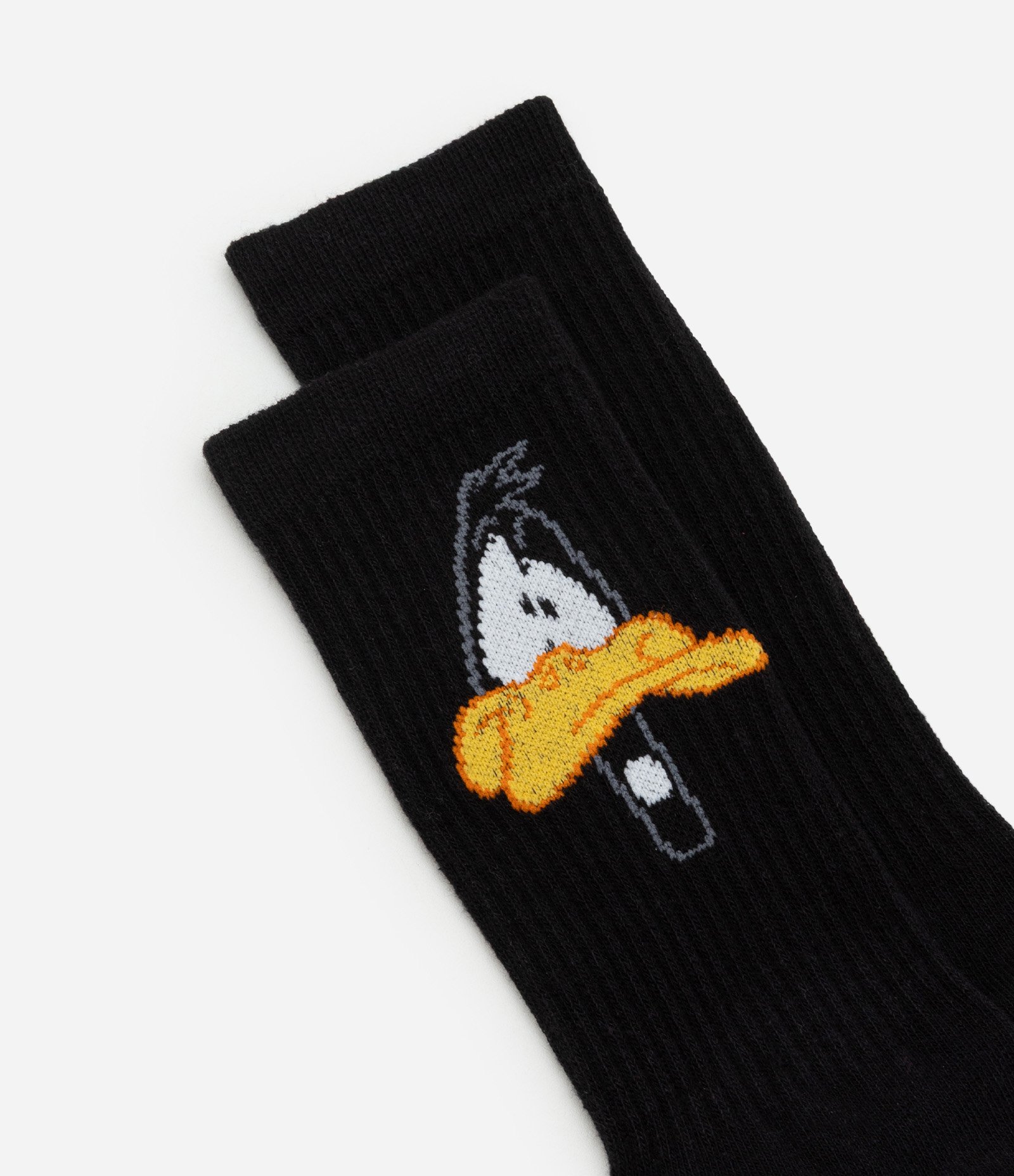 Meia Cano Alto em Algodão com Estampa Patolino Preto 5