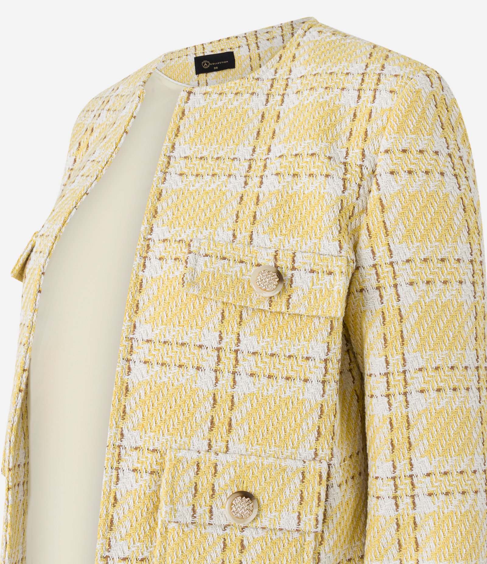 Jaqueta em Tweed Xadrez com Botões nos Bolsos 6