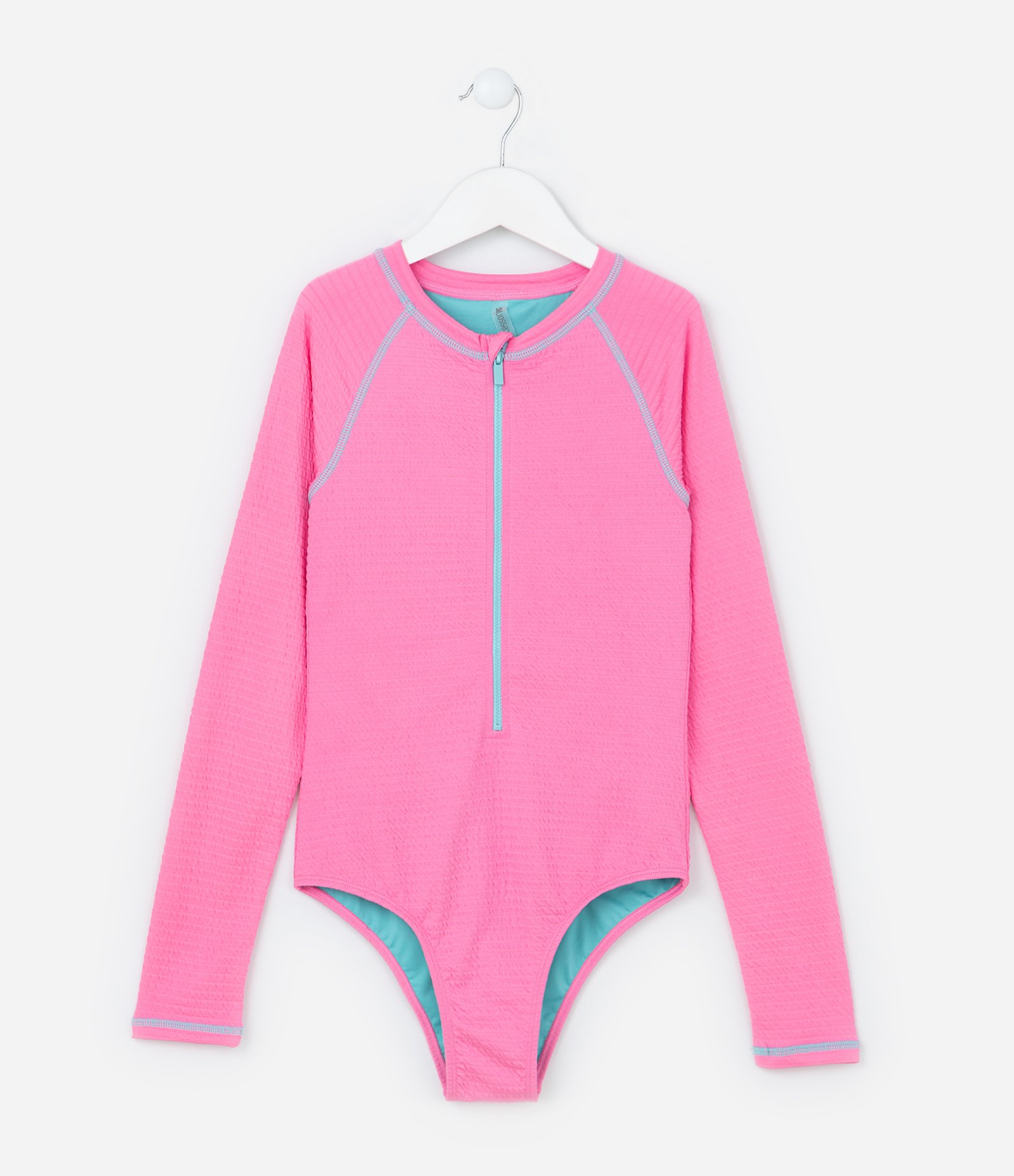 Maiô Infantil com Proteção UV e Textura - Tam 5 a 14 Anos Rosa 1