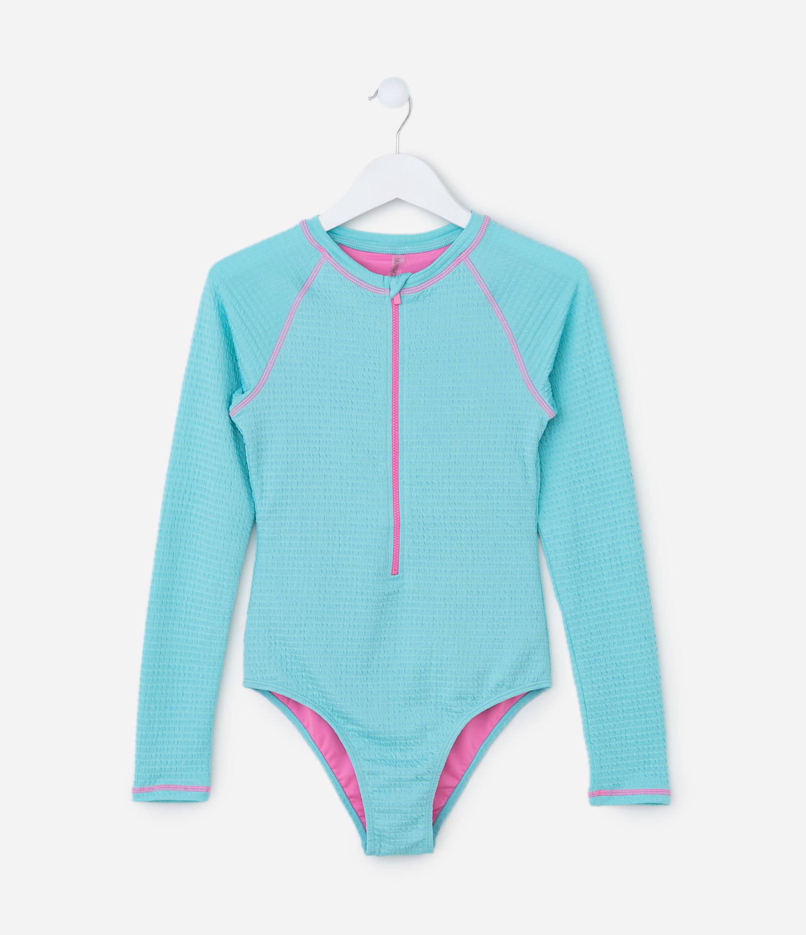 Maiô Infantil com Proteção UV e Textura - Tam 5 a 14 Anos Azul 1