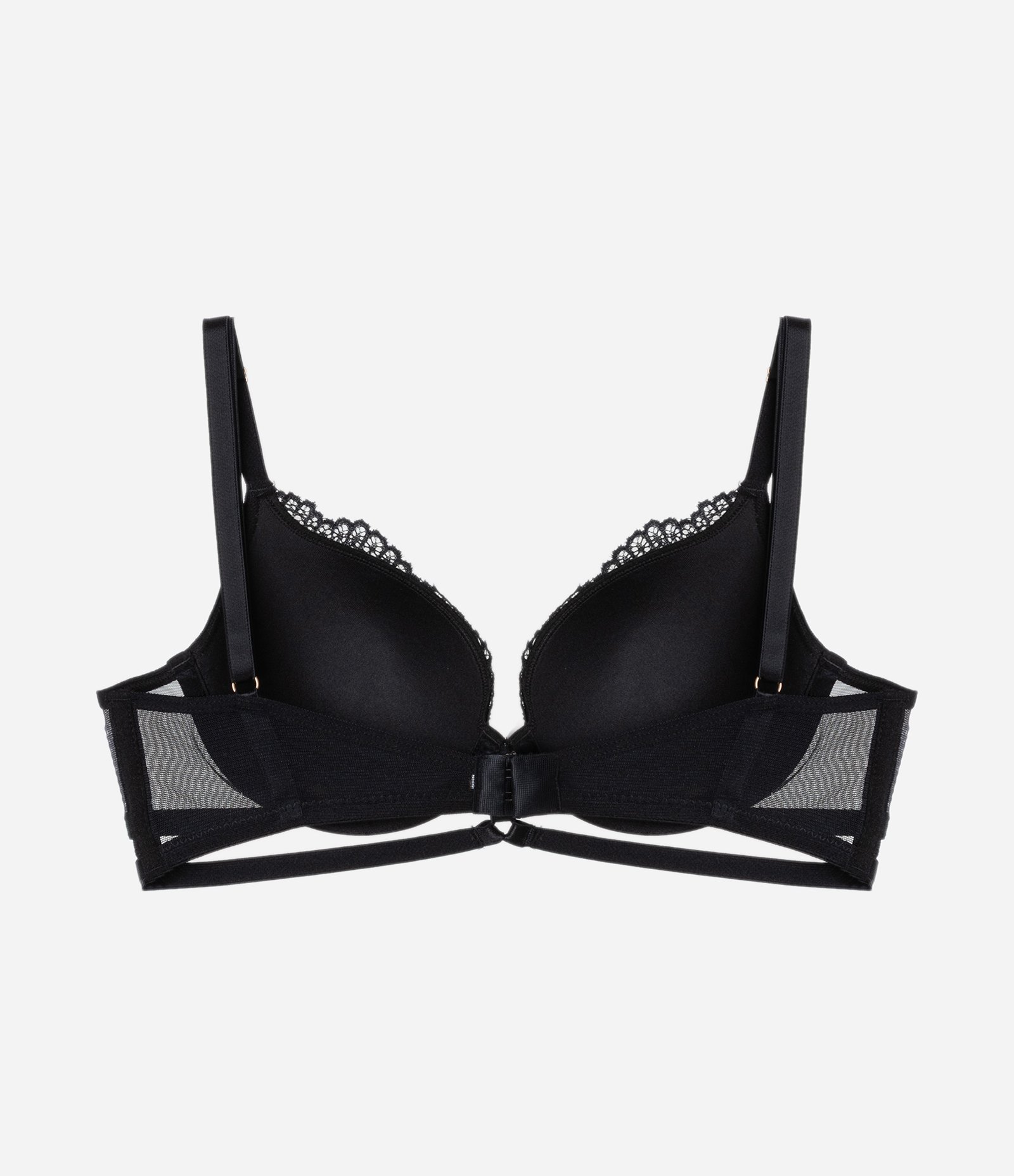 Sutiã Base com Bojo Oco em Renda Floral com Alça Regulável Preto 5