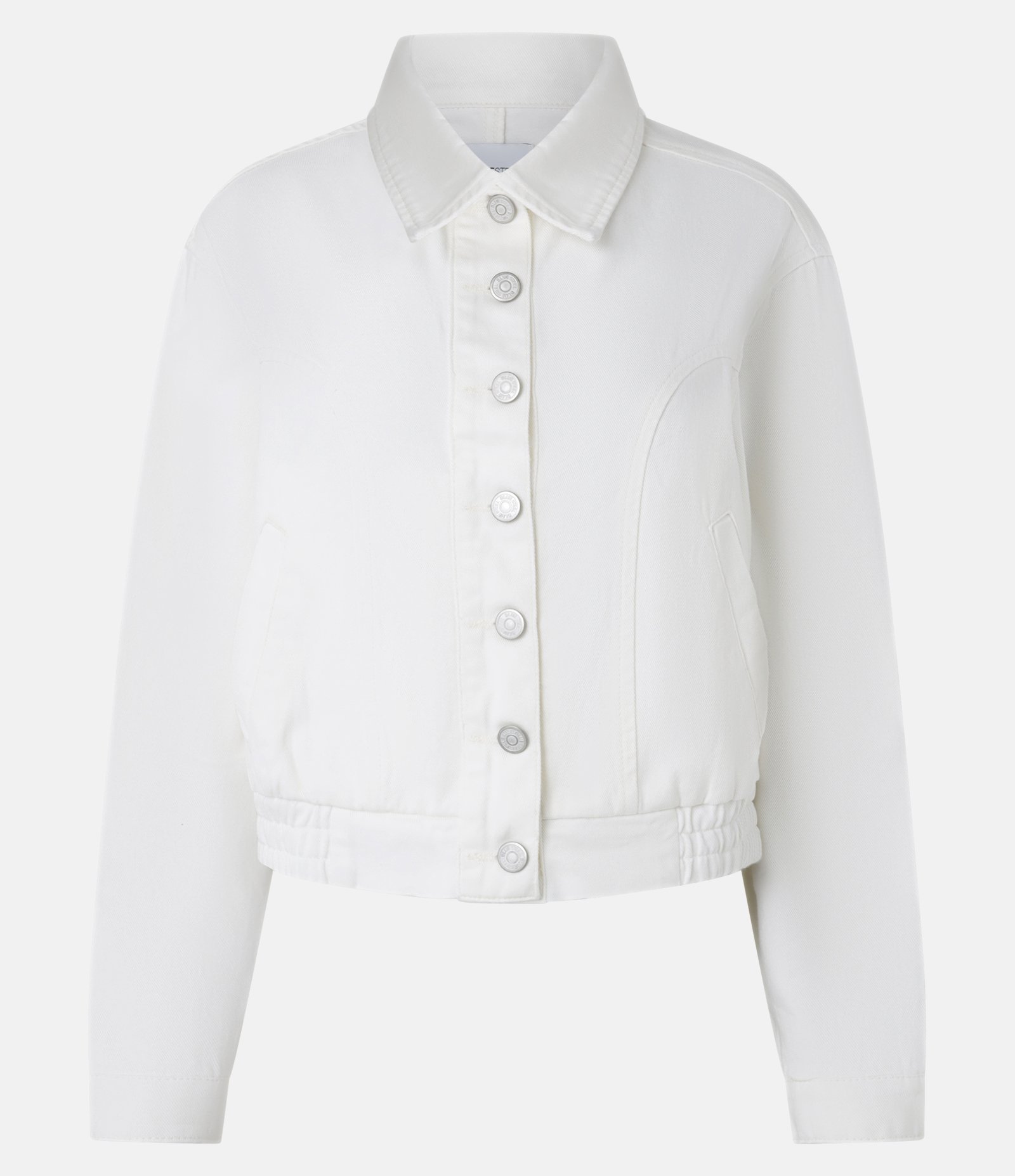 Jaqueta Bomber Jeans com Abotoamento Frontal e Recortes Branco 5