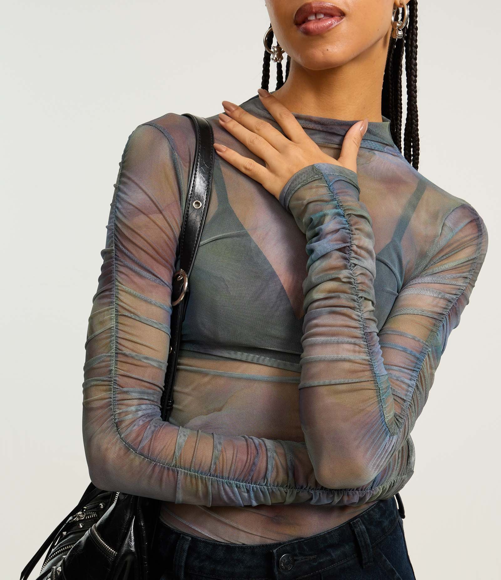 Blusa em Tule com Franzidos Laterais Verde 3