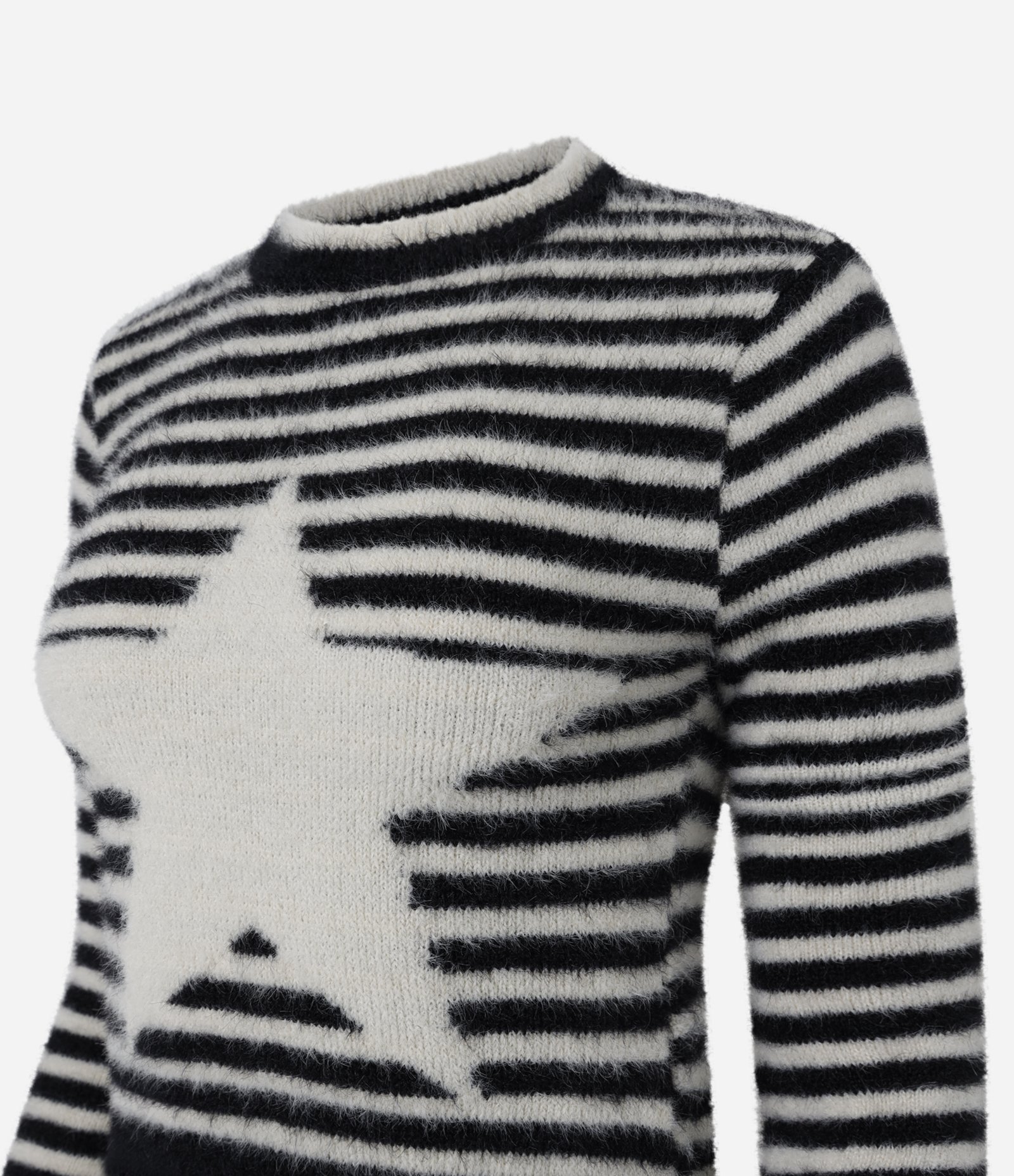 Blusa em Tricô Listrado com Estrela Frontal Preto 2