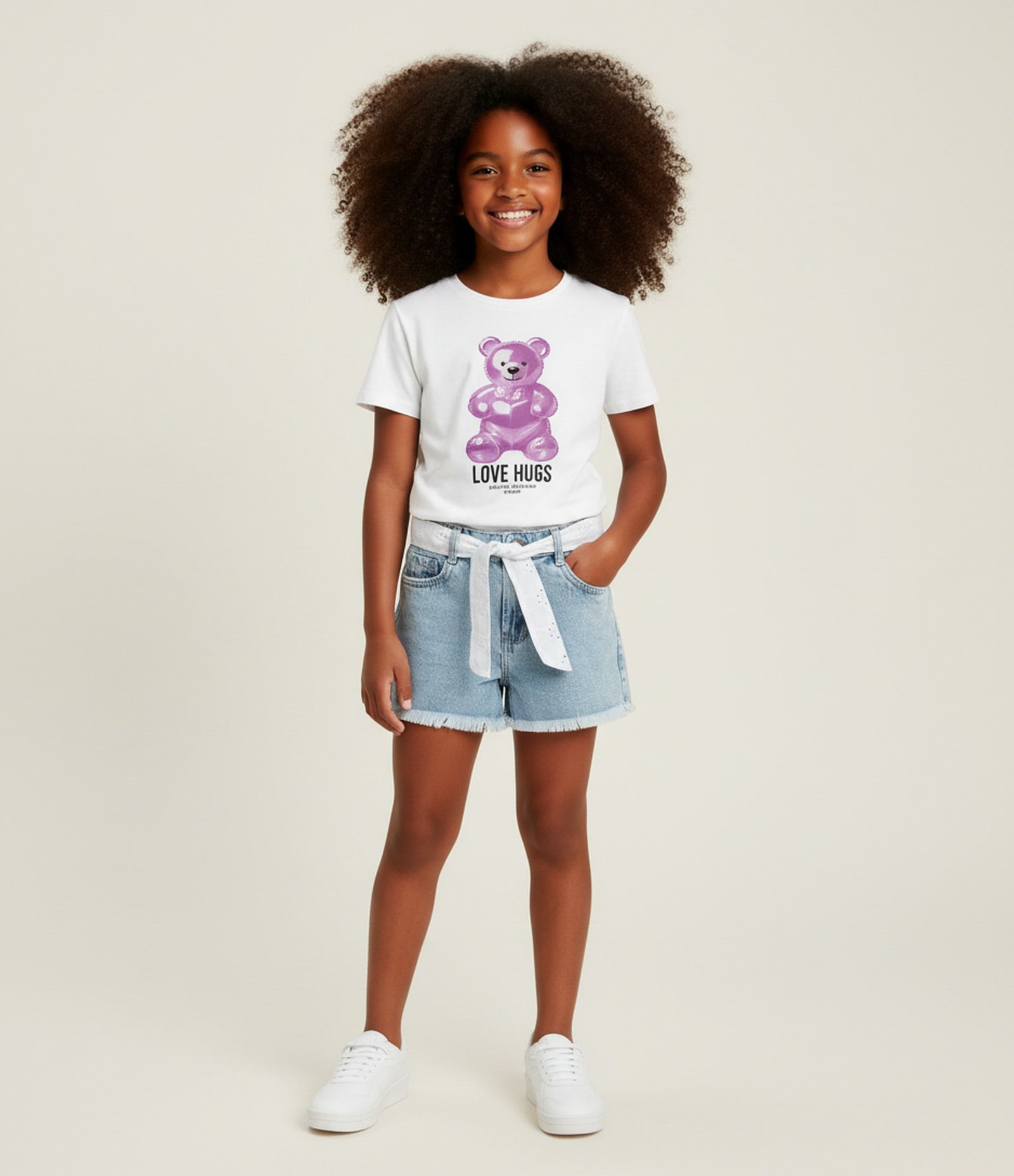 Camiseta Infantil com Estampa Balão de Ursinho - Tam 7 a 14 Anos Branco 1