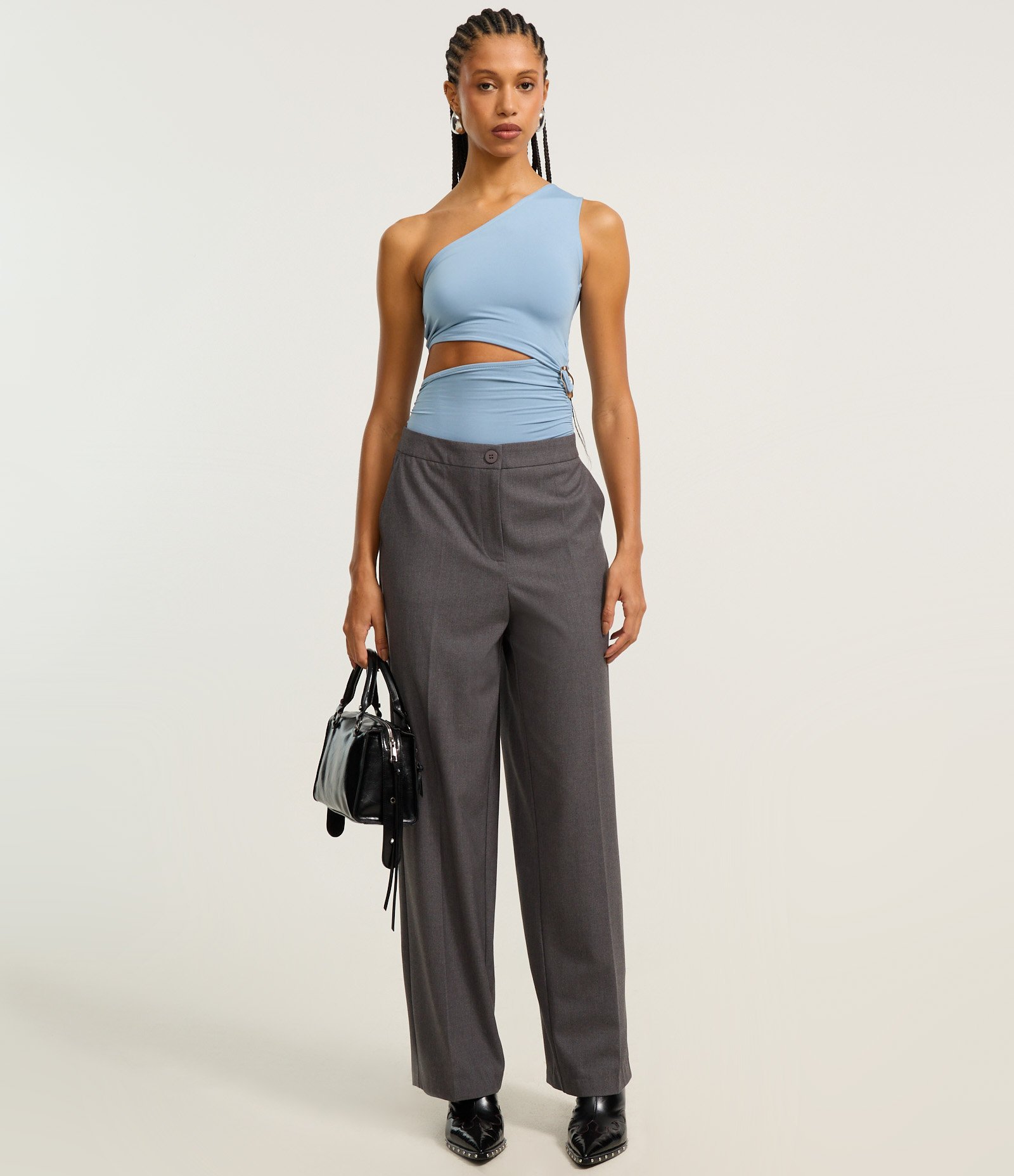 Body em Microfibra sem Manga com Cut Out Azul 2