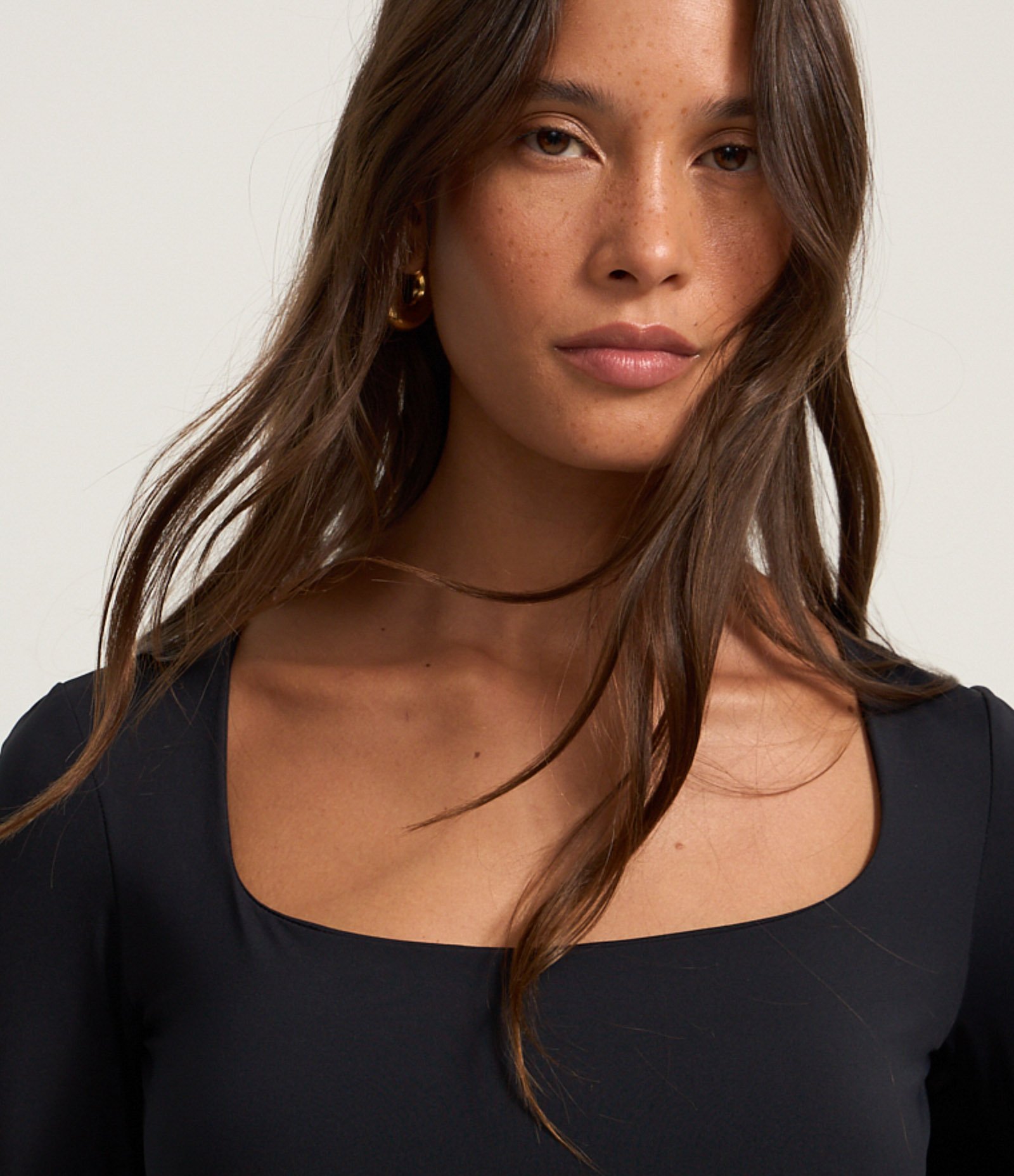 Body em Microfibra com Decote Quadrado Preto 1