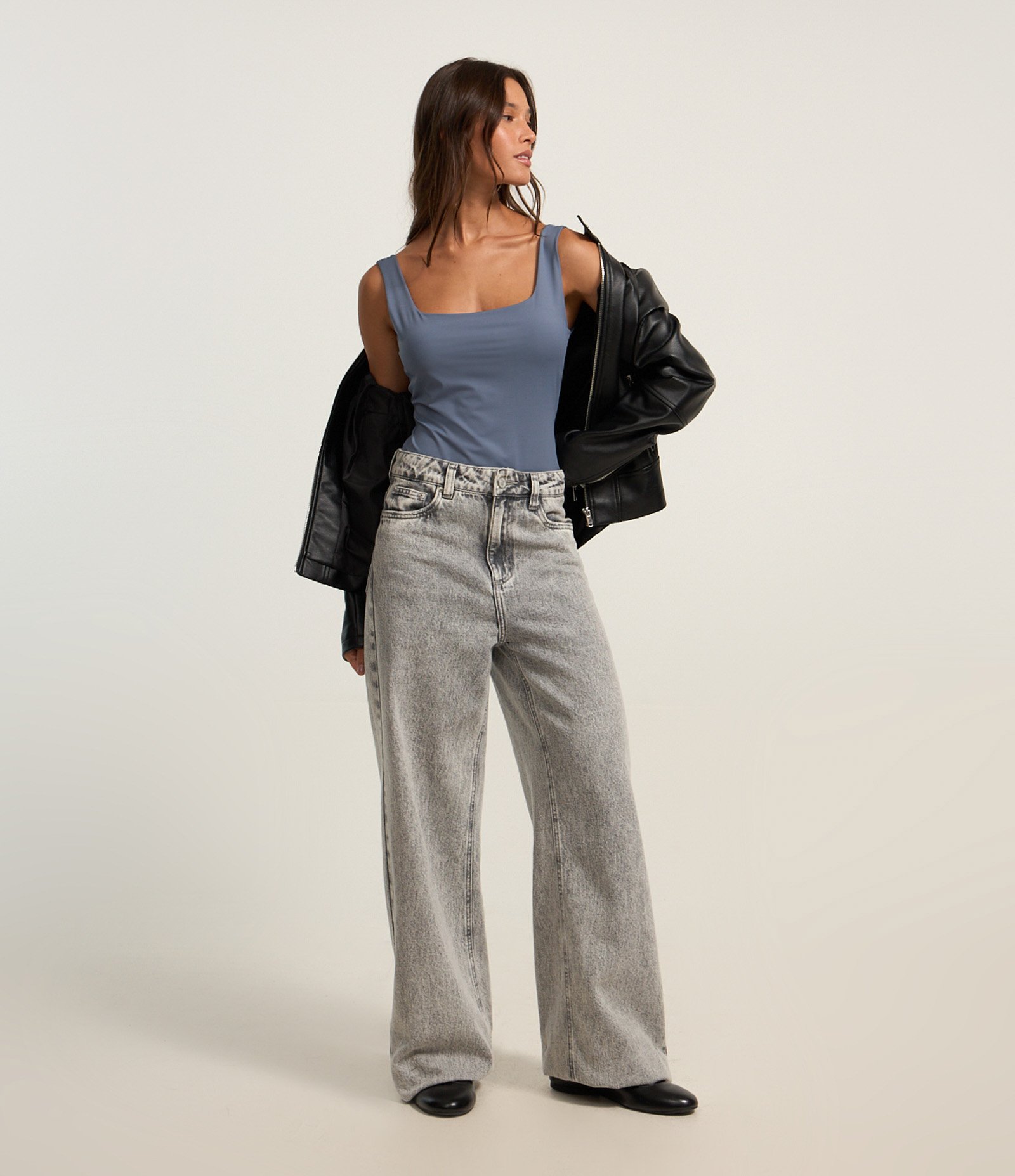 Body em Poliamida com Decote Redondo e Alça Média Azul 2