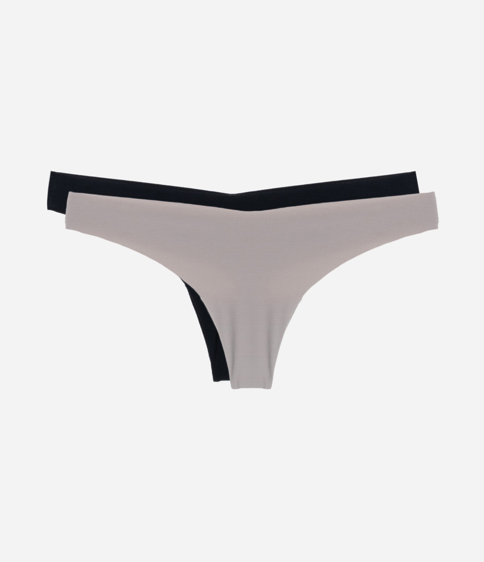 Kit 02 Calcinhas Biquíni Fio Dental em Microfibra com Corte a Fio Cinza/Preto 1