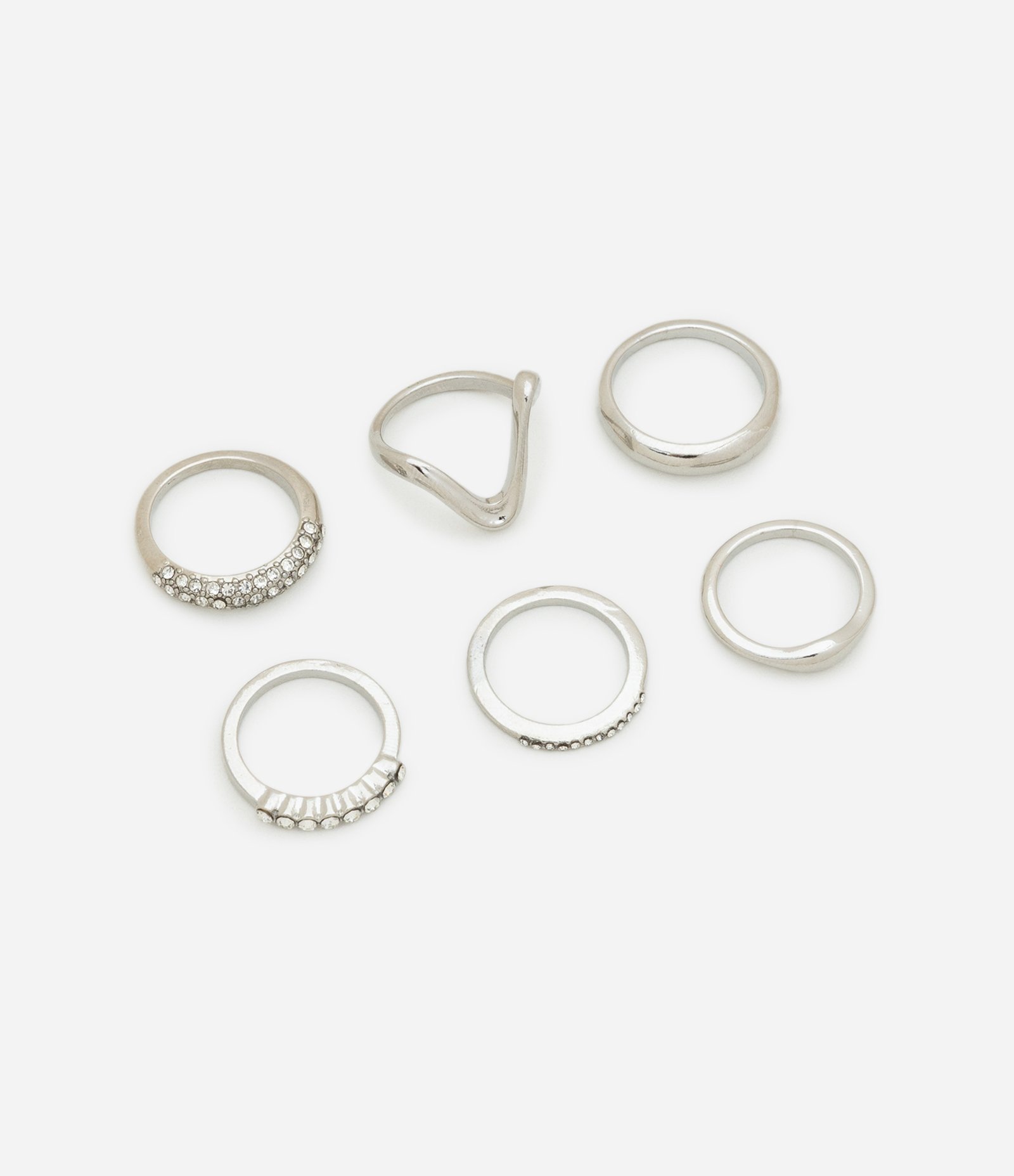 Kit 06 Anéis Diversos Prata 1
