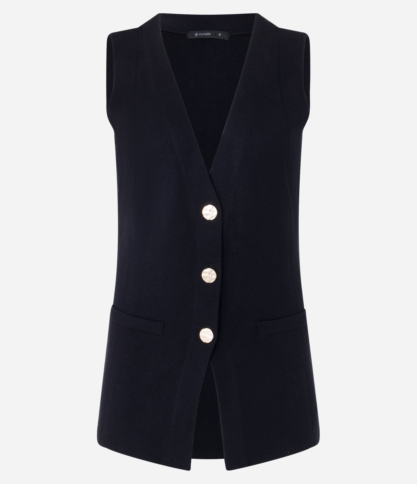 Colete em Tricô com Decote V e Botão Madrepérola Preto 6