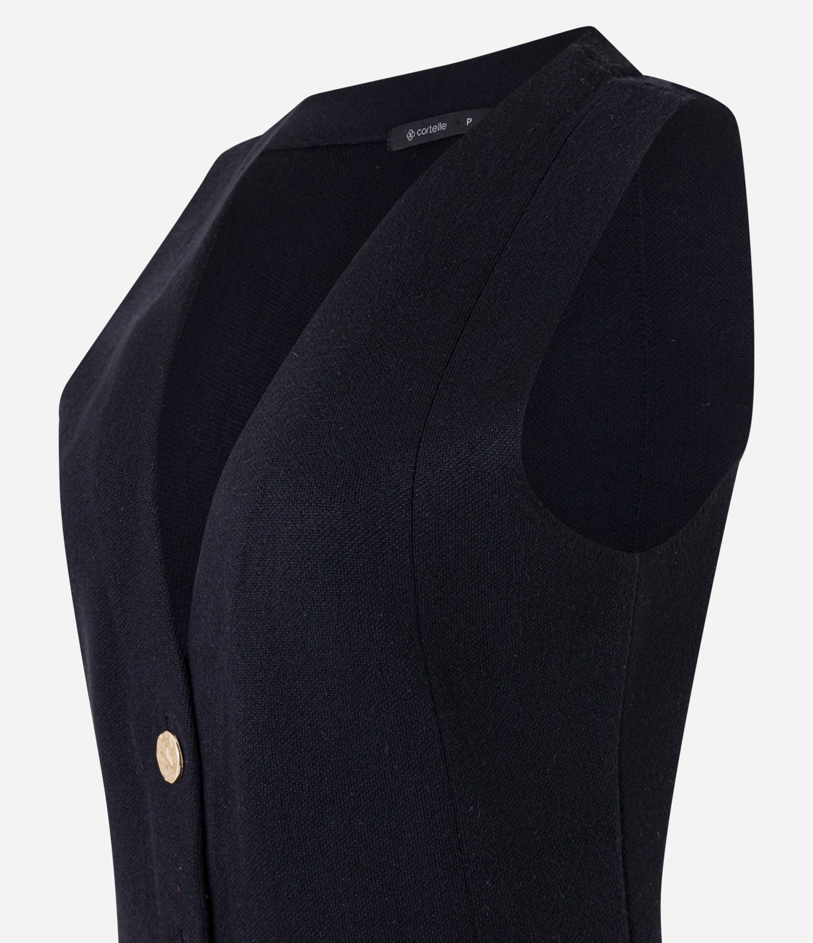 Colete em Tricô com Decote V e Botão Madrepérola Preto 7