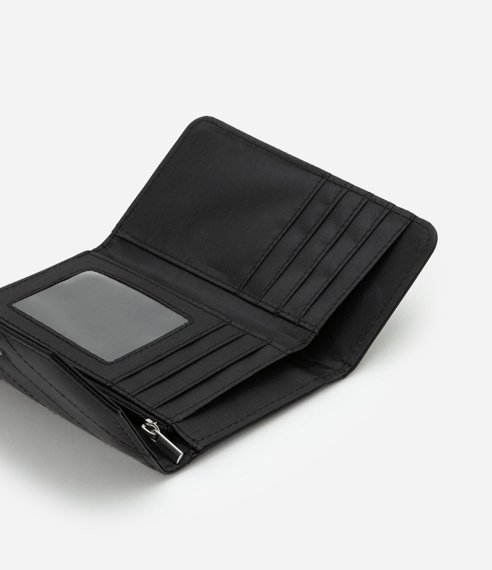 Carteira Envelope Média em Pu com Textura Matelassê Preto 5