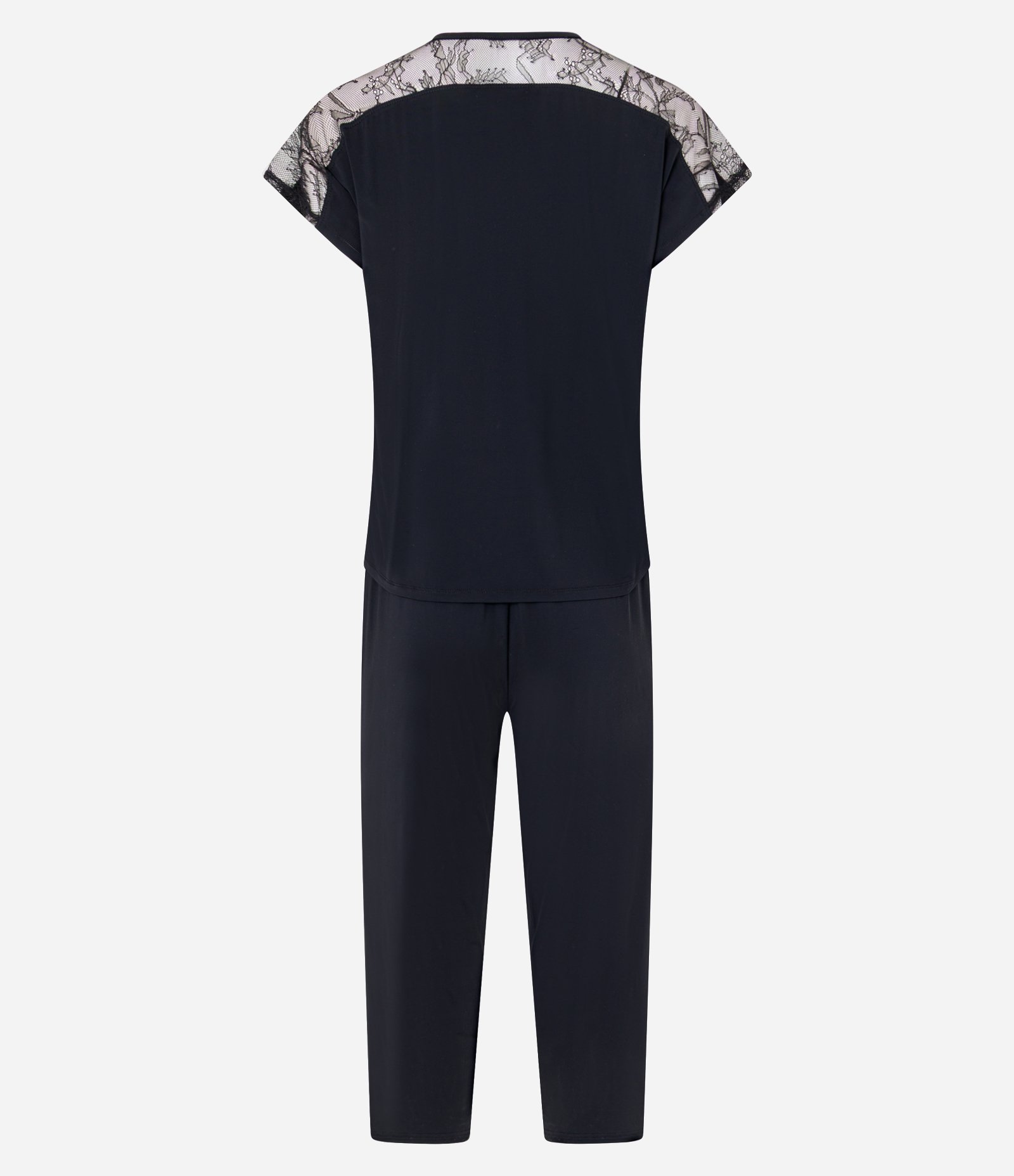 Pijama Calça Capri e Detalhes em Renda na Manga Preto 5