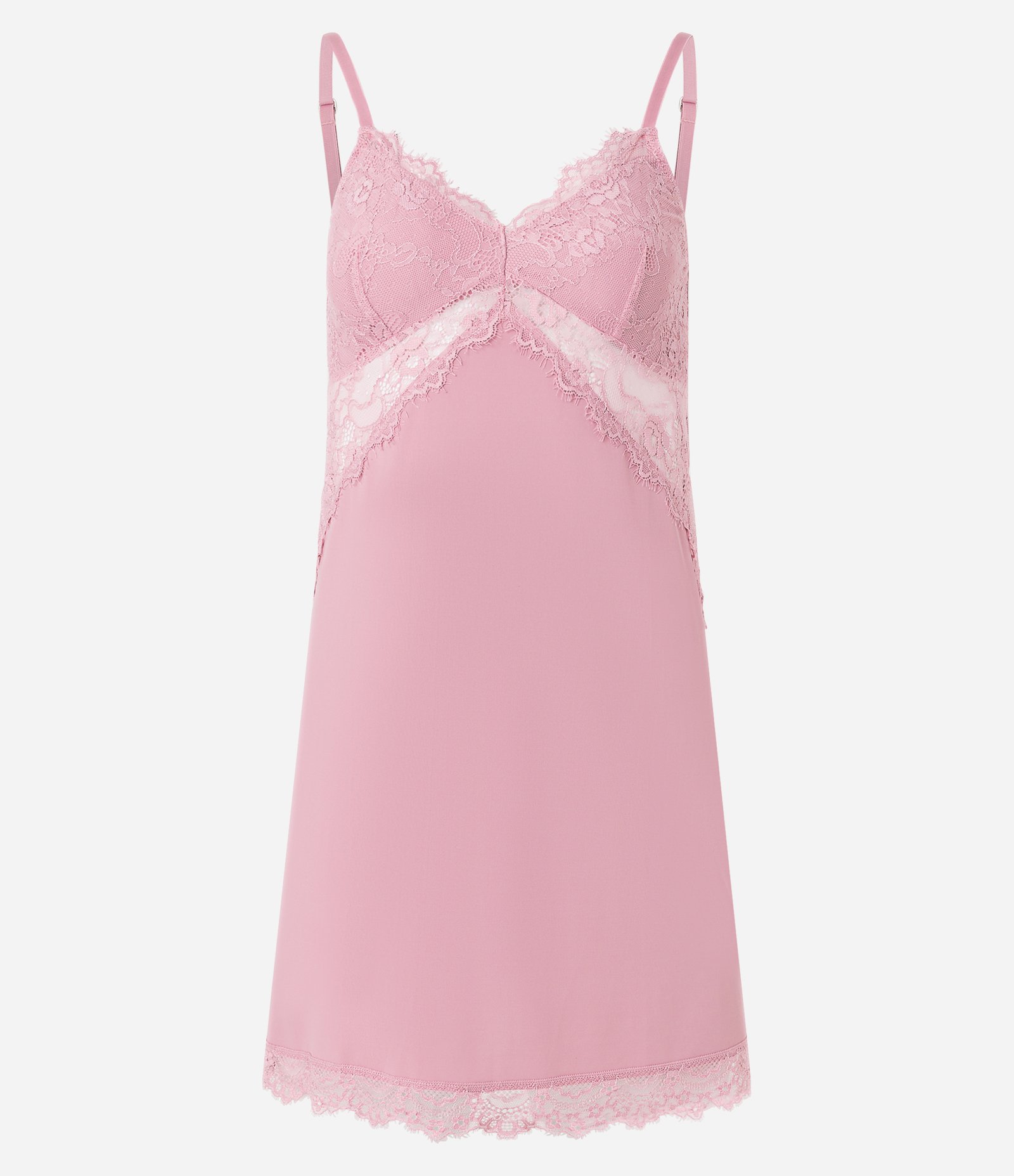Camisola de Alça em Microfibra com Renda no Busto Rosa 3