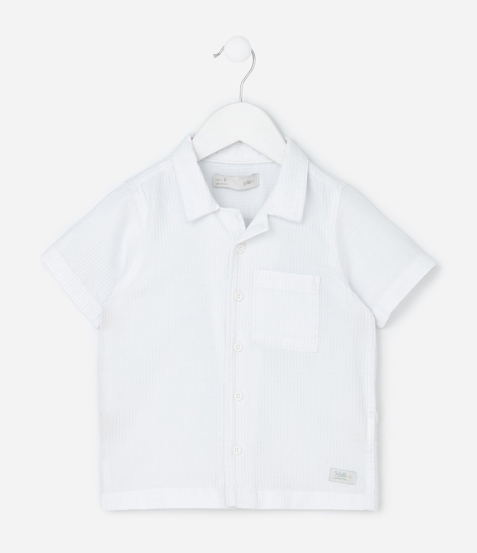 Camisa Infantil com bolsinho Texturizada - Tam 1 a 6 Anos Branco 1