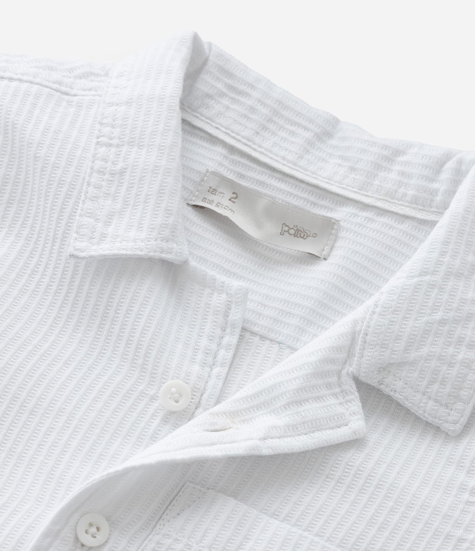 Camisa Infantil com bolsinho Texturizada - Tam 1 a 6 Anos Branco 5