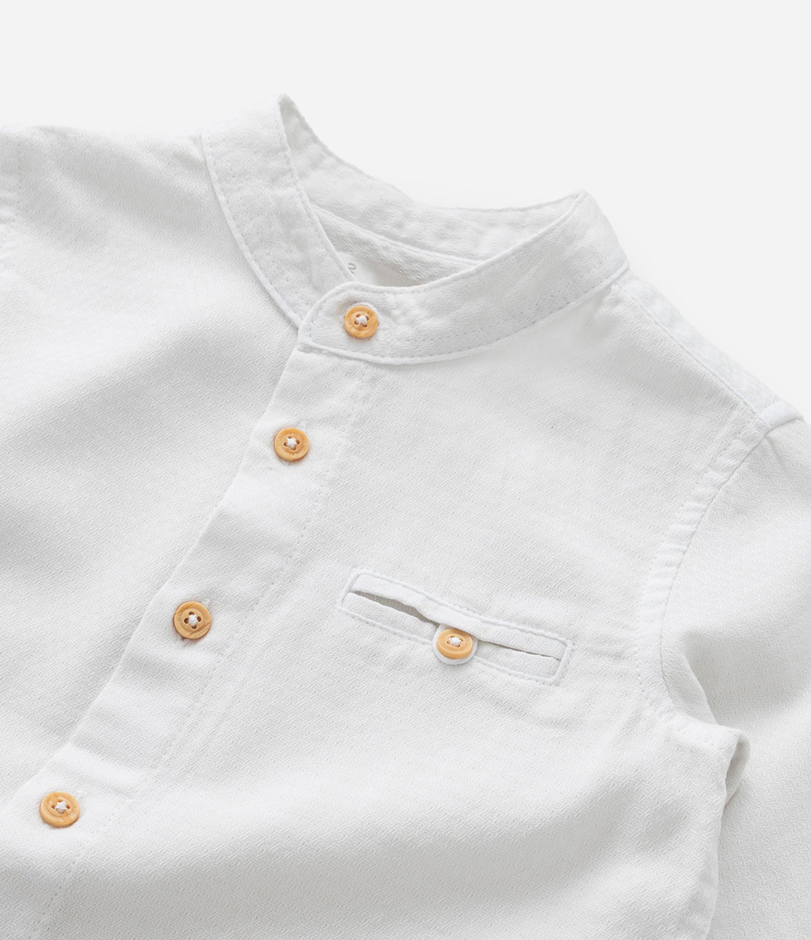 Camisa Infantil com Gola Padre e Botões Contrastantes - Tam 1 a 6 Anos Branco 9