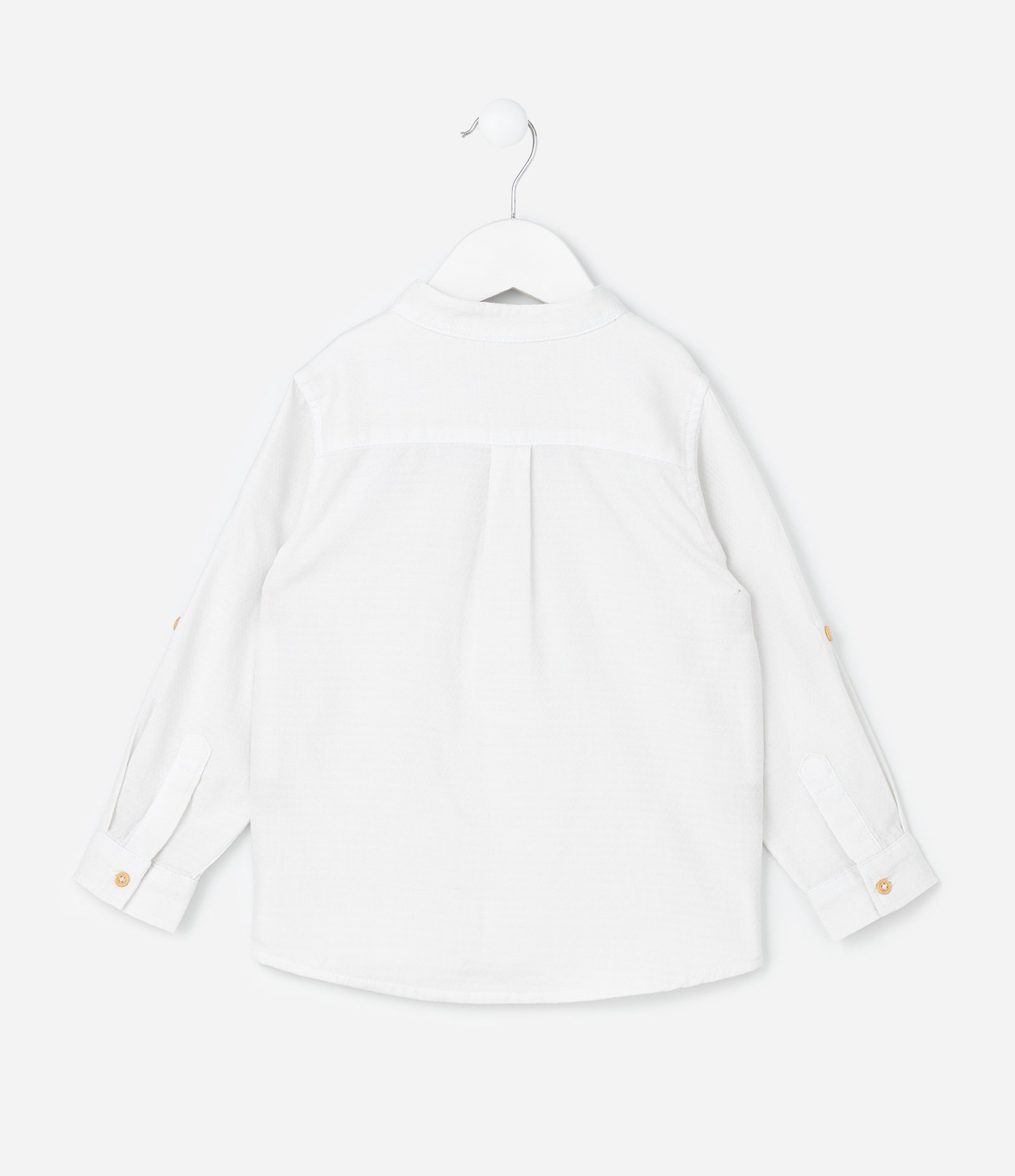 Camisa Infantil com Gola Padre e Botões Contrastantes - Tam 1 a 6 Anos Branco 2