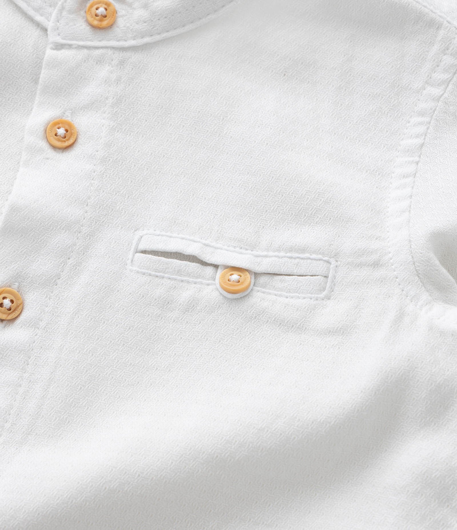 Camisa Infantil com Gola Padre e Botões Contrastantes - Tam 1 a 6 Anos Branco 6
