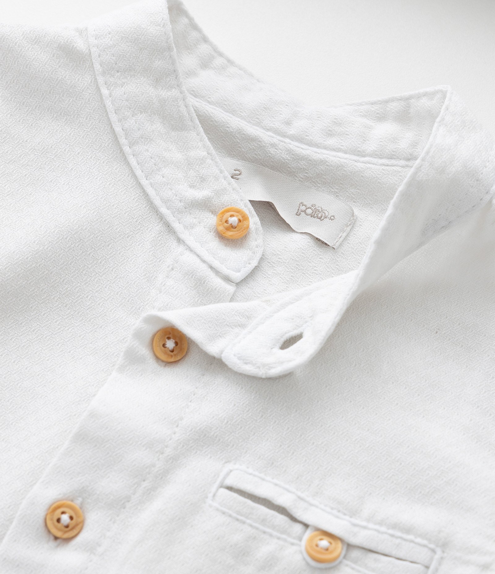 Camisa Infantil com Gola Padre e Botões Contrastantes - Tam 1 a 6 Anos Branco 7