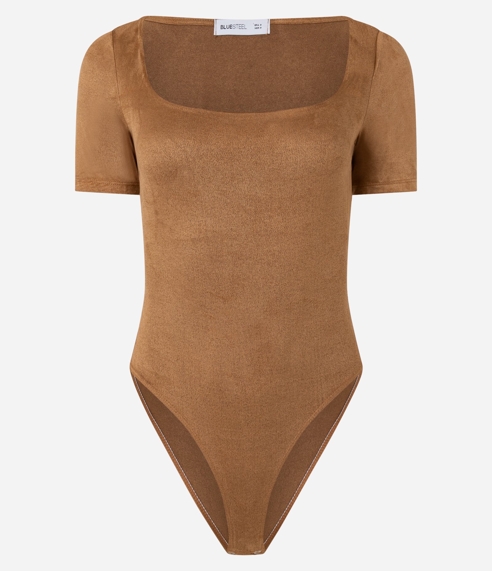 Body em Suede com Decote Redondo Marrom 4