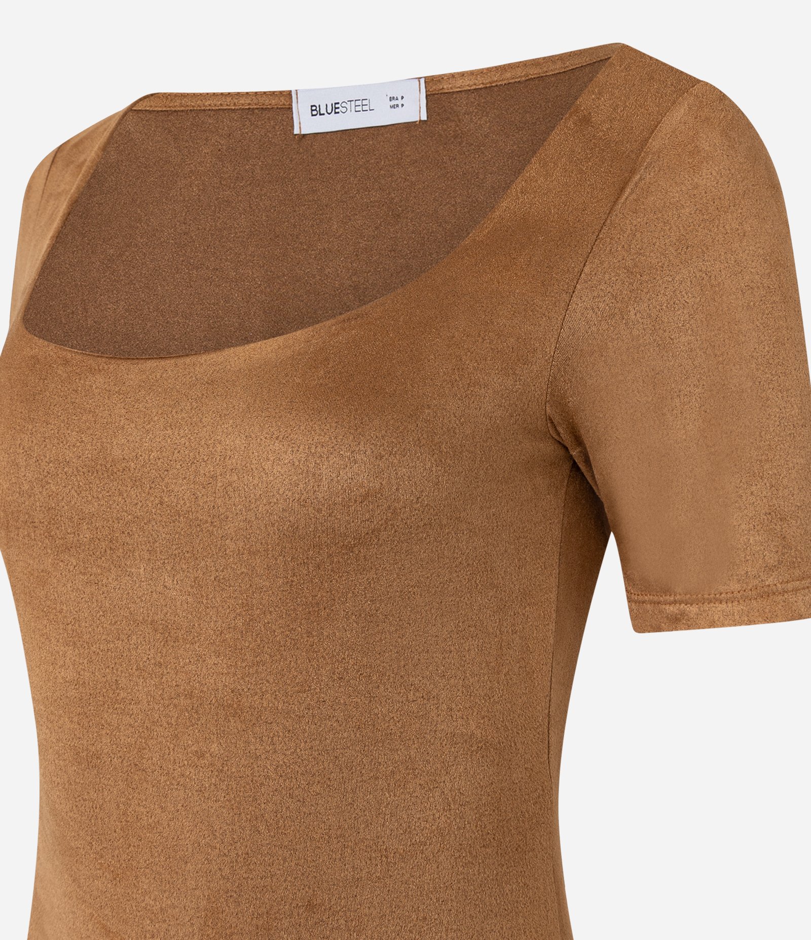 Body em Suede com Decote Redondo Marrom 5