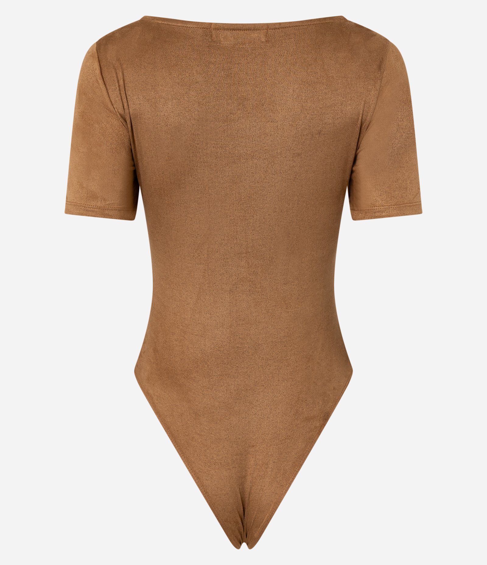 Body em Suede com Decote Redondo Marrom 6