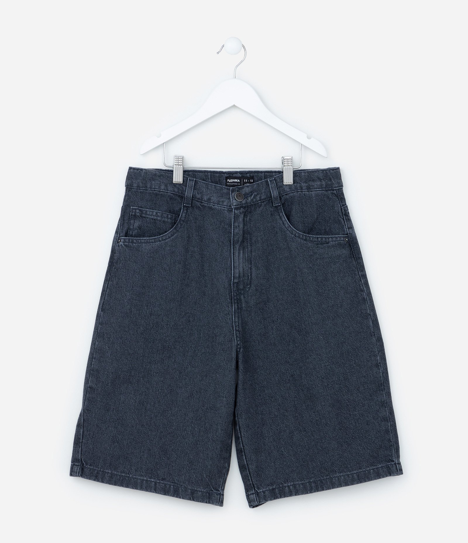 Bermuda Baggy Infantil em Jeans Estonado - Tam 5 a 14 Anos Cinza 1