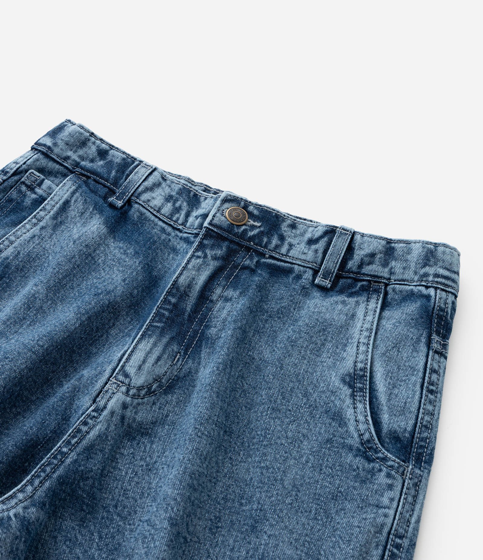 Calça Baggy Infantil em Jeans com Bolsos Cargo - Tam 5 a 14 Anos Azul Médio 6