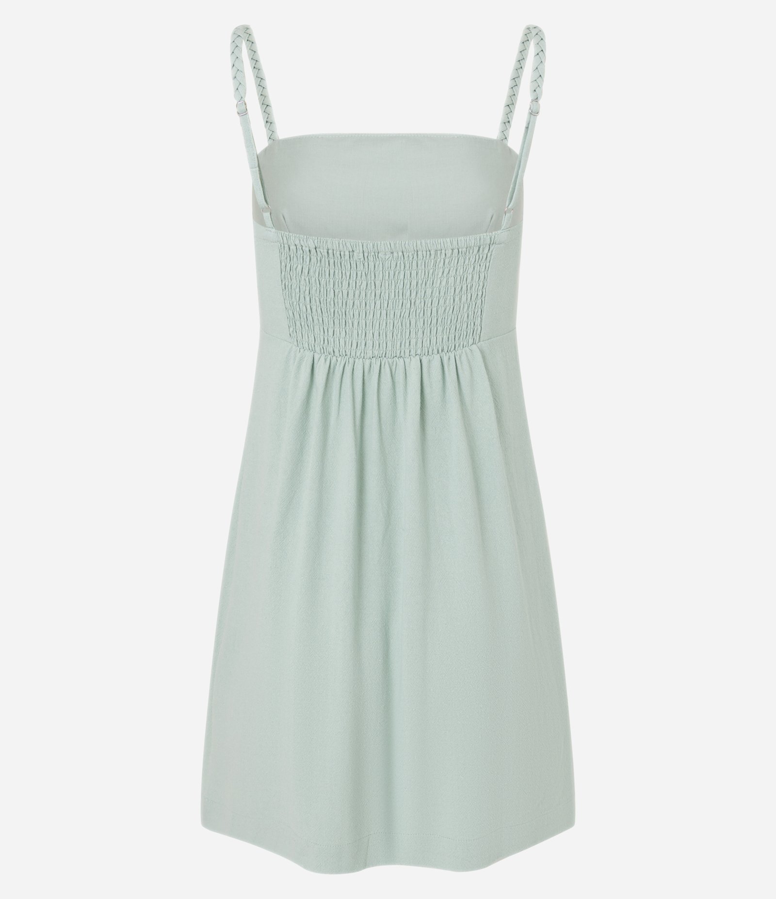 Vestido Curto em Viscose e Linho com Alcinha Trançada Verde 2