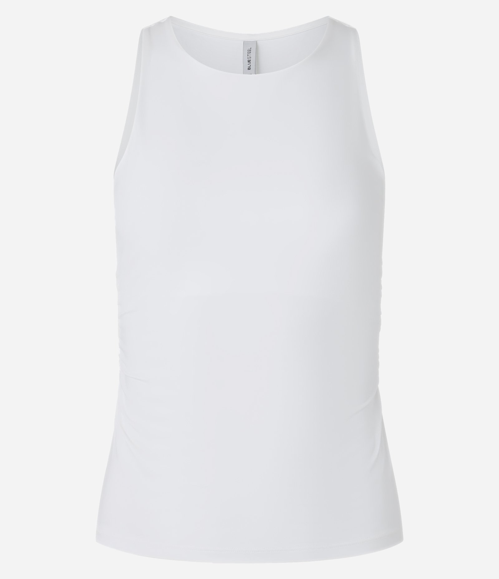 Blusa Regata Ajustada em Microfibra com Franzidos Laterais Branco 4