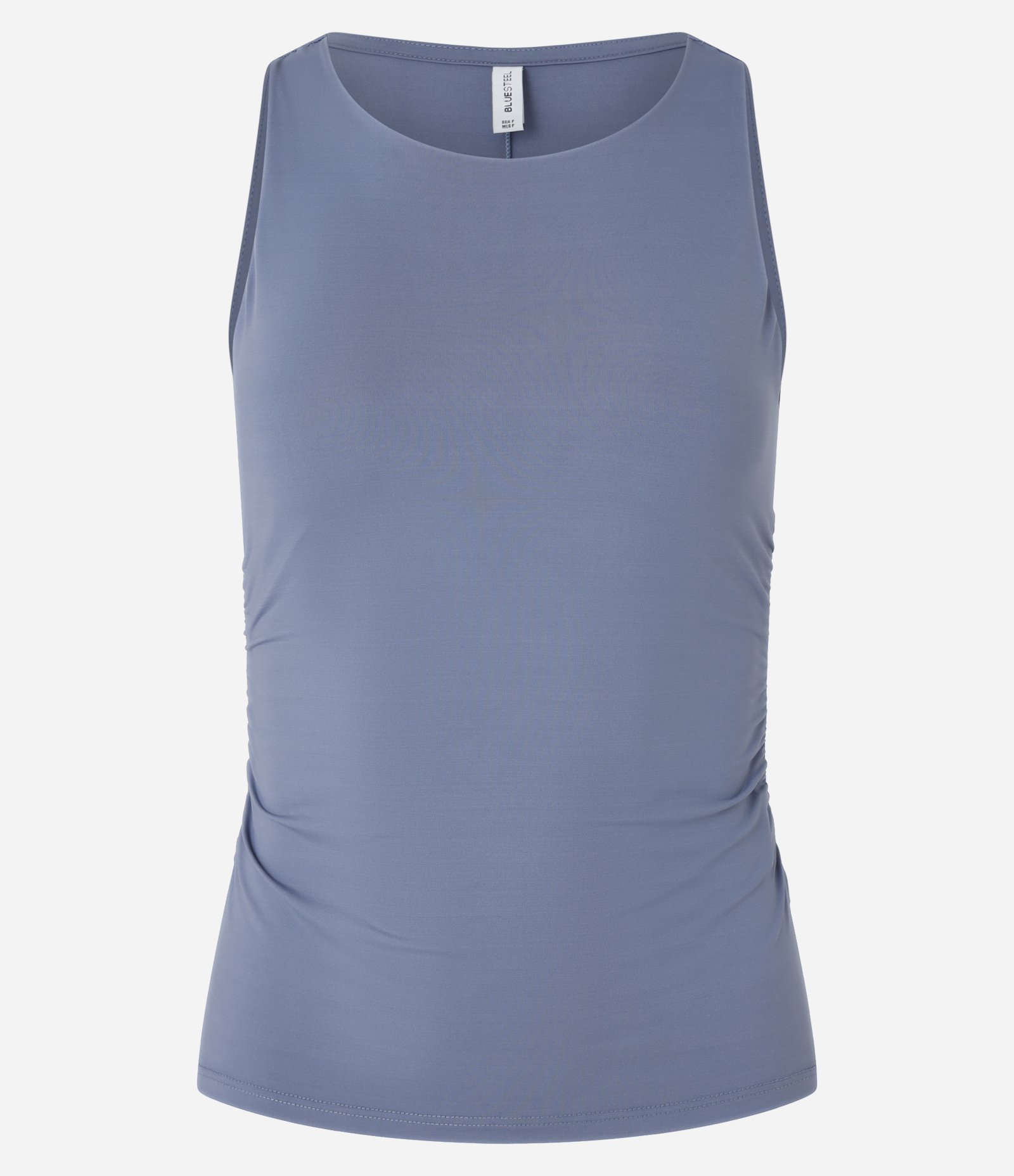 Blusa Regata Ajustada em Microfibra com Franzidos Laterais Azul 4