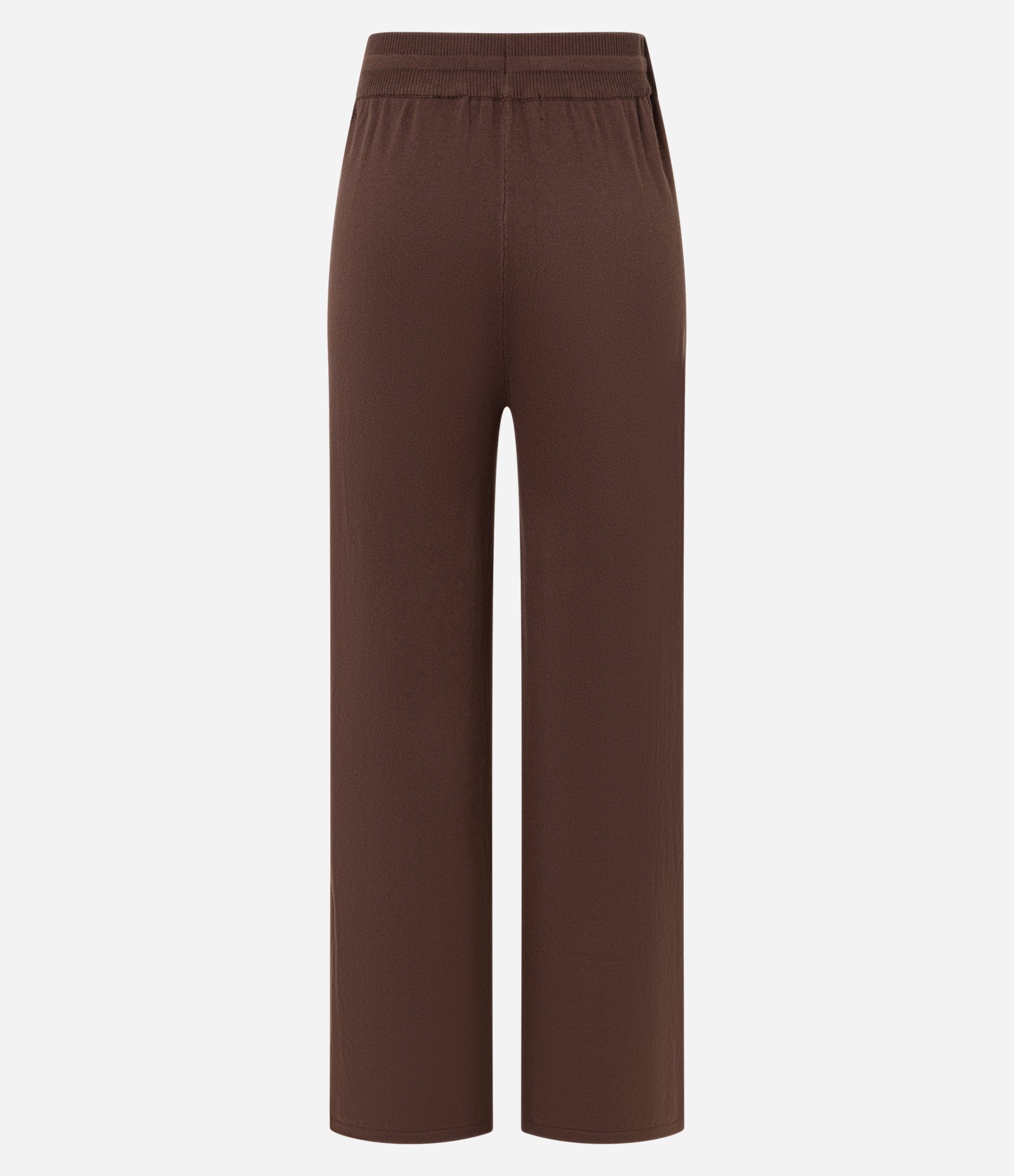 Calça Reta em Tricô com Amarração na Cintura Marrom 2