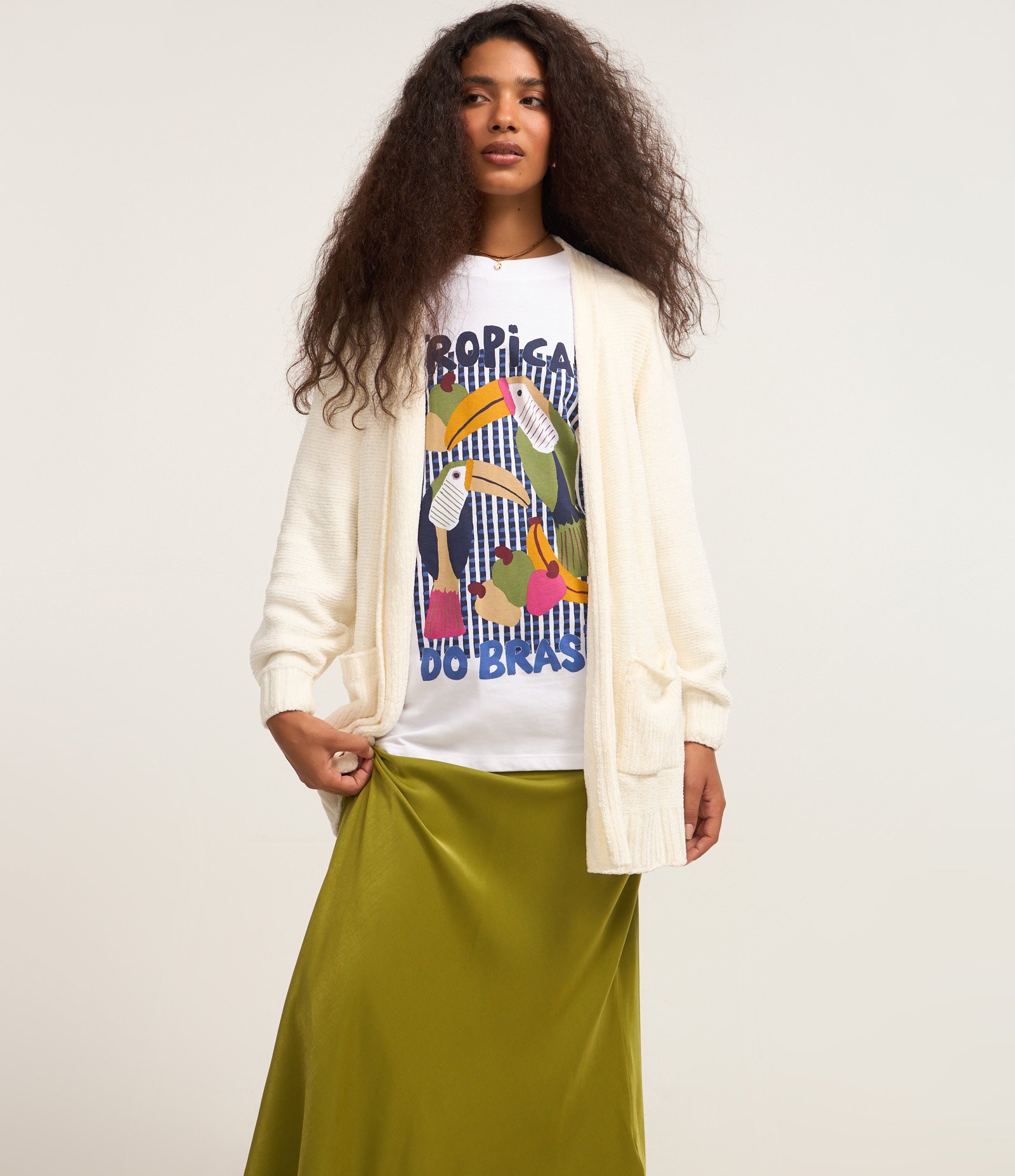 Saia Longa em Crepe com Textura Acetinada Verde 2